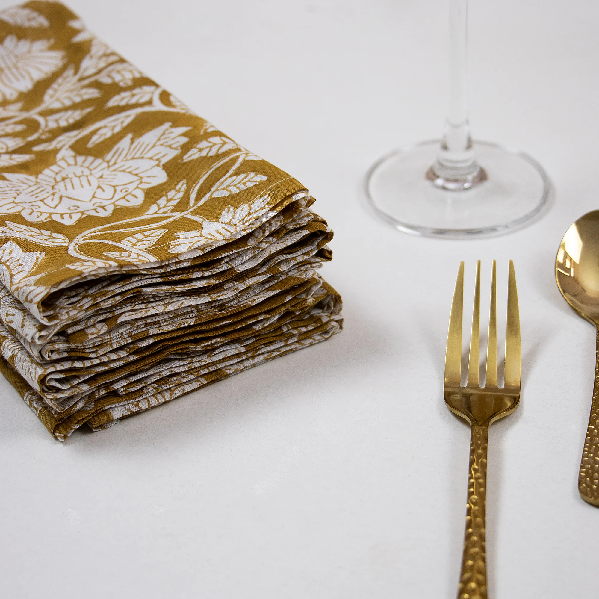 Floral Hand Block Printed Reusable Pure Cotton Napkins - Image 5