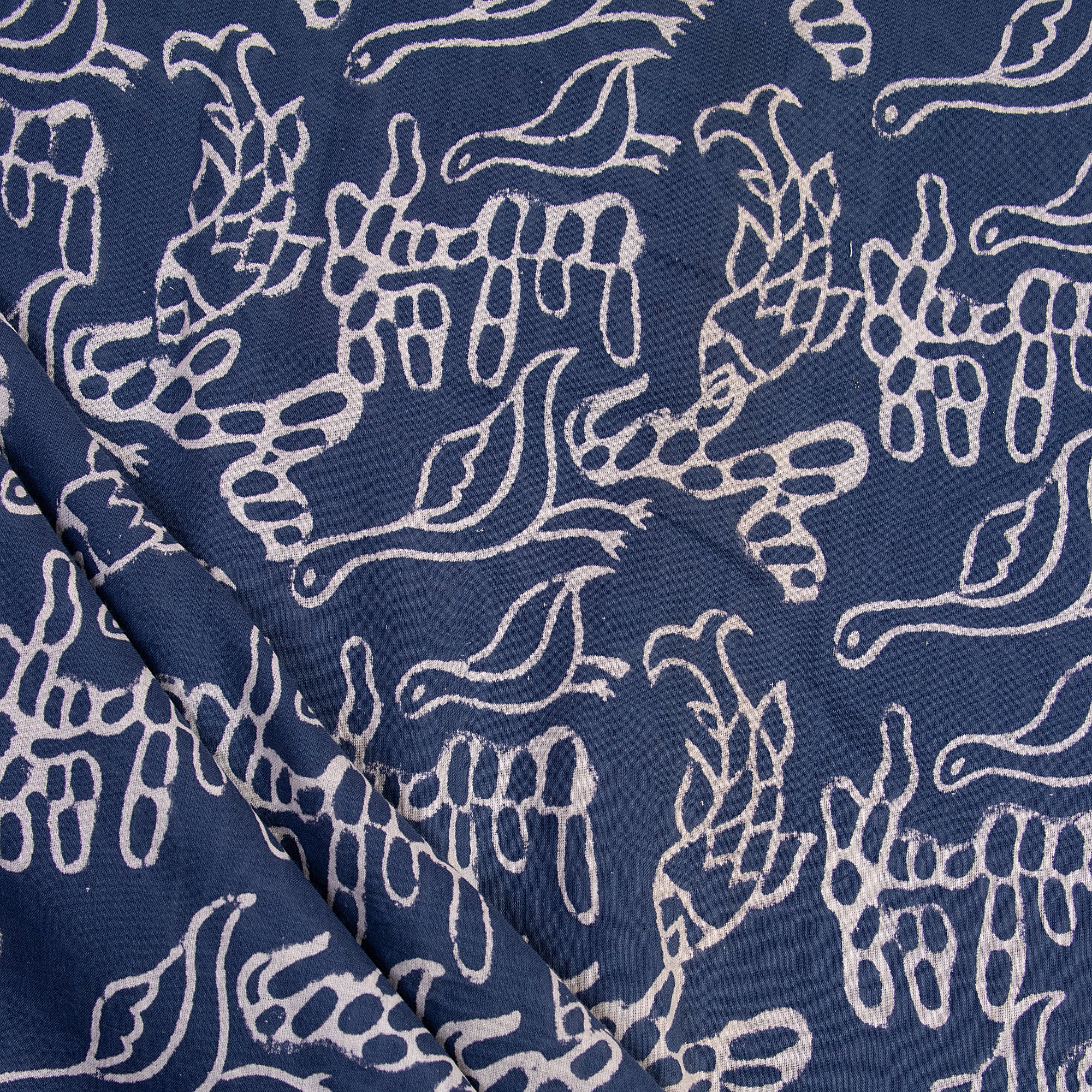 Animal Natural Indigo Blue Dyed Hand Block Print Cotton Fabric - Image 2