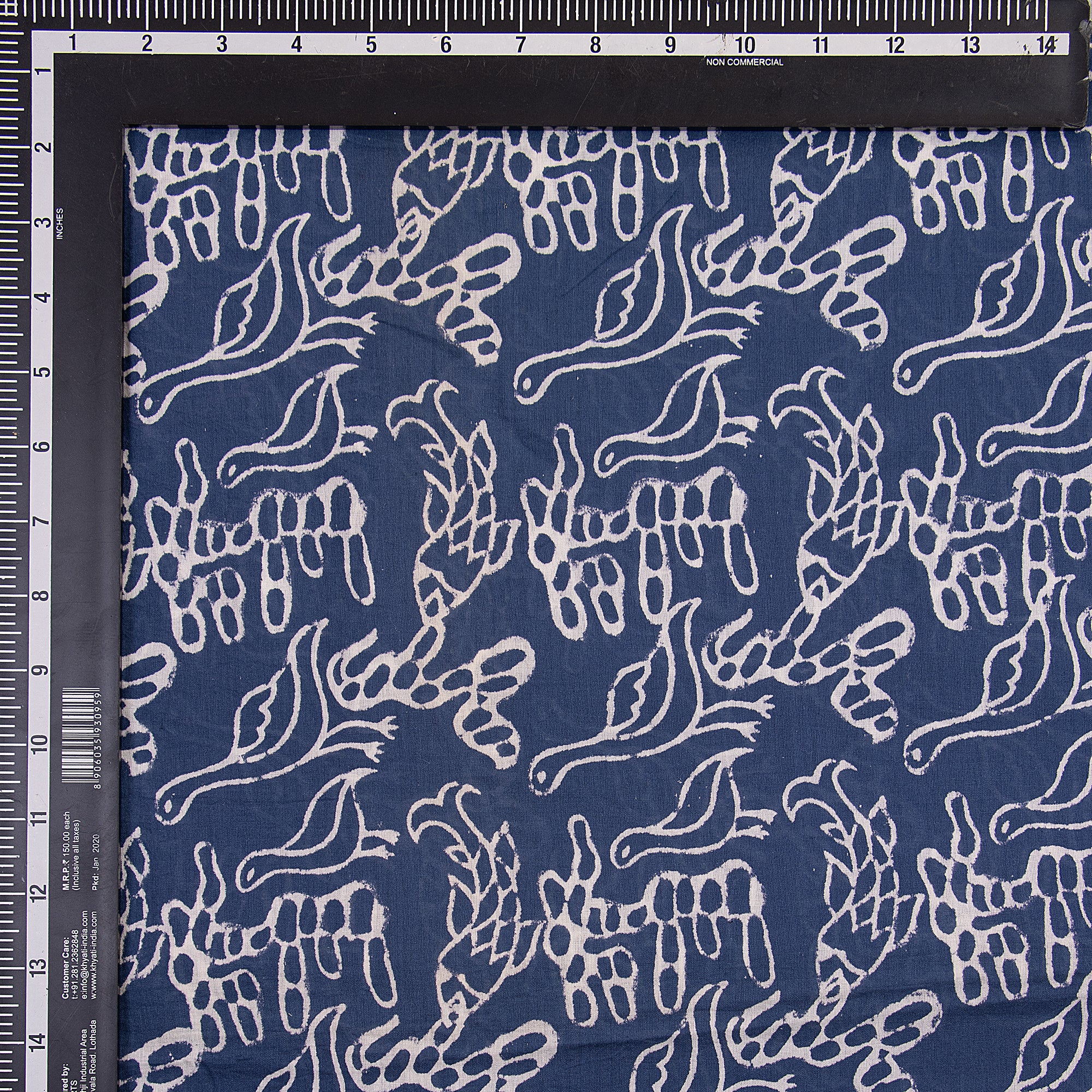 Animal Natural Indigo Blue Dyed Hand Block Print Cotton Fabric - Image 3
