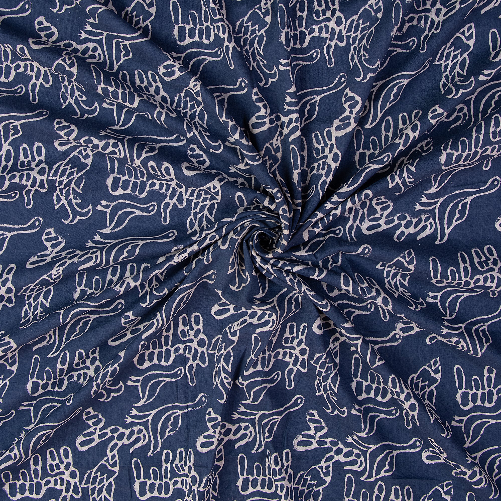 Animal Natural Indigo Blue Dyed Hand Block Print Cotton Fabric - Image 4