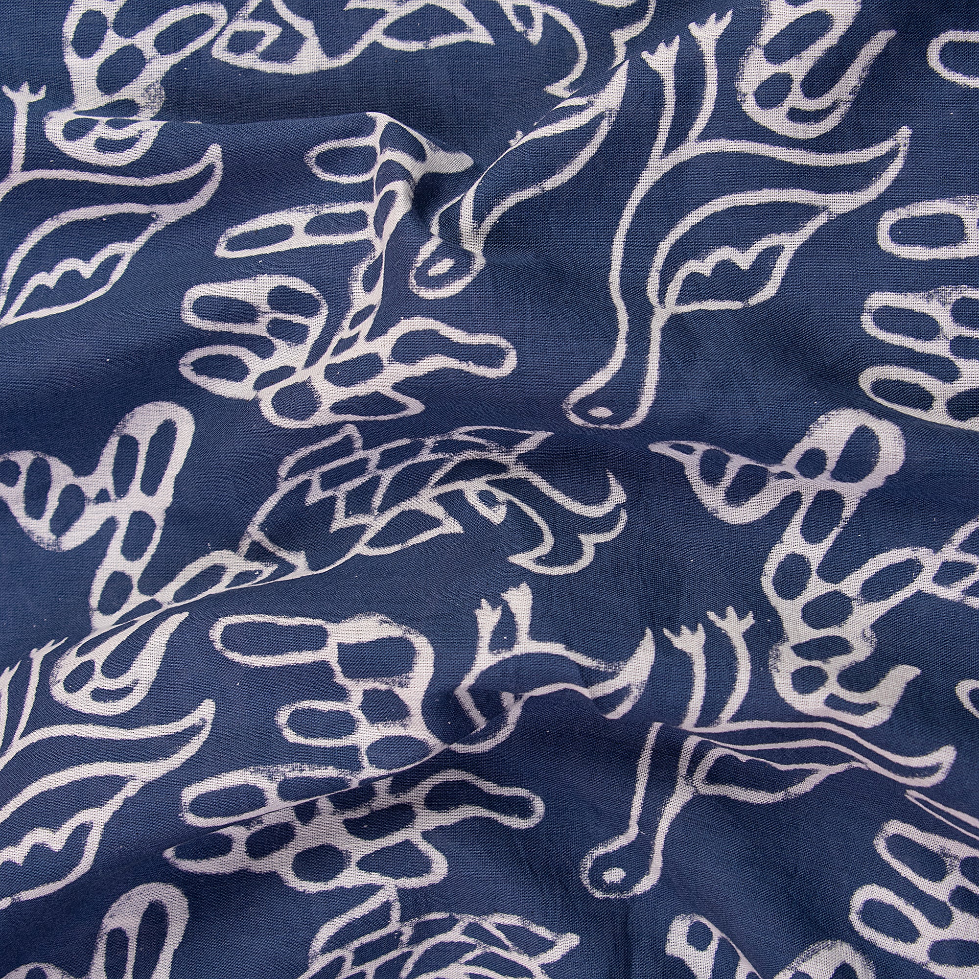 Animal Natural Indigo Blue Dyed Hand Block Print Cotton Fabric - Image 5