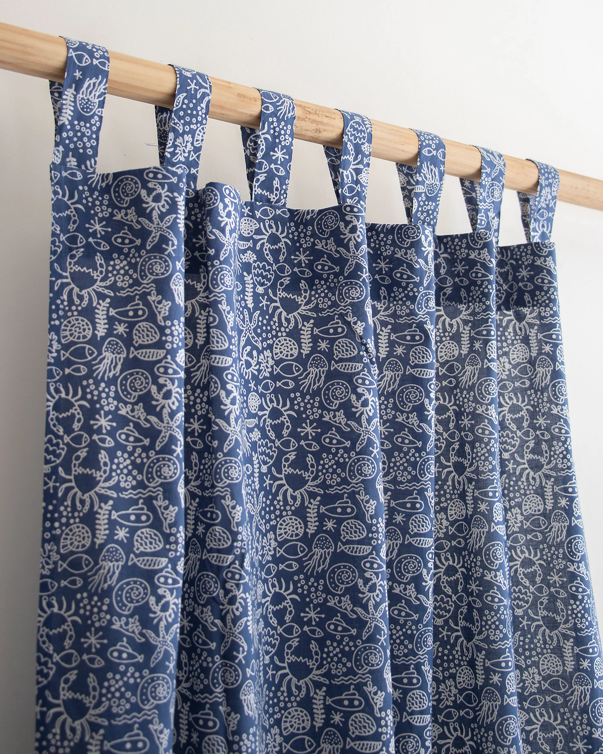 Aquatic Animals Block Printed Curtains
