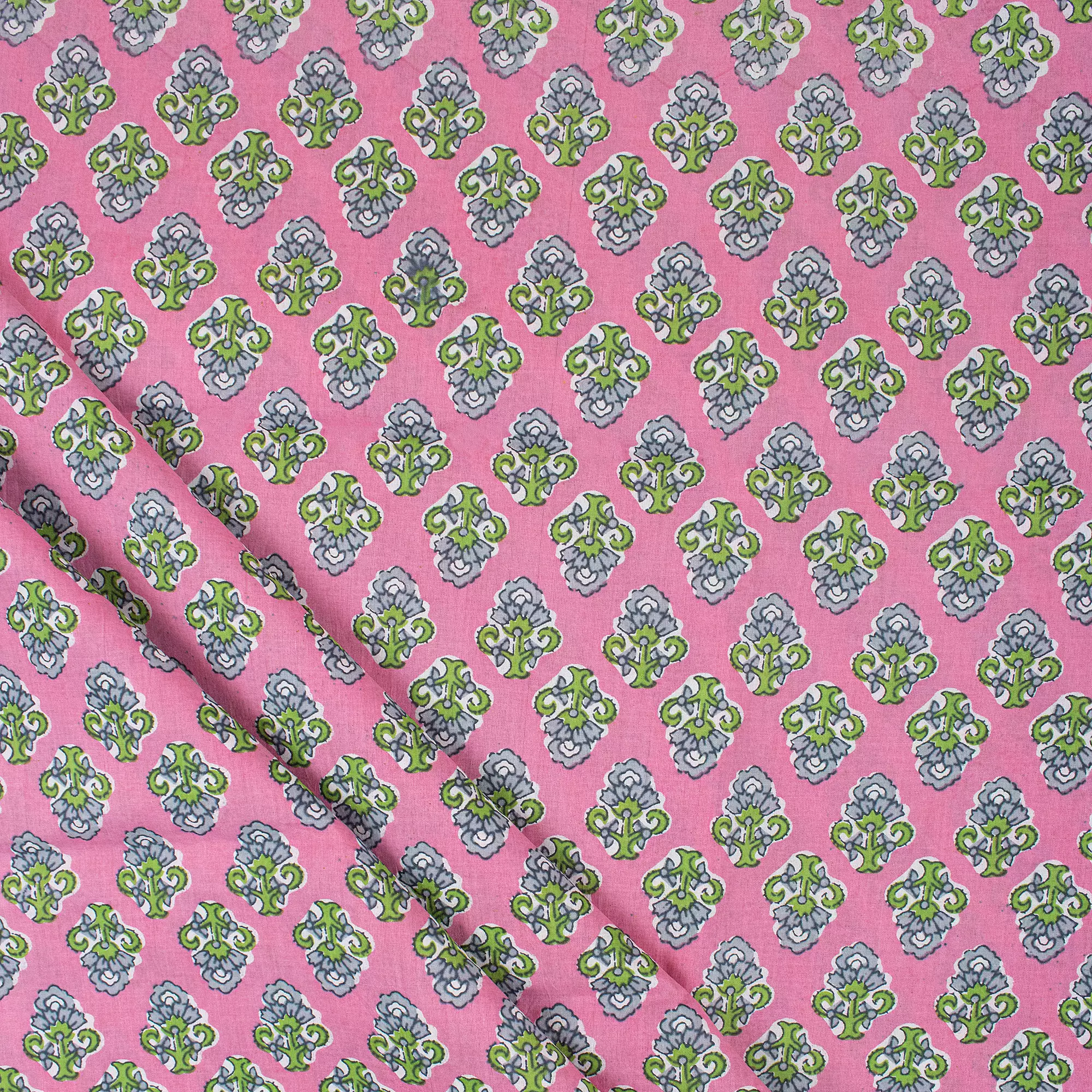 Attractive Floral Hand Block Print Fabric