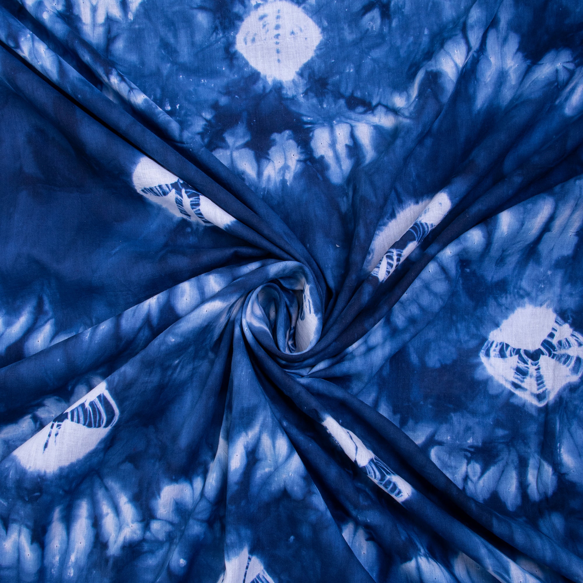 Modern Indian Blue Indian Hand Dyed Cotton Fabric By Yard - Image 3