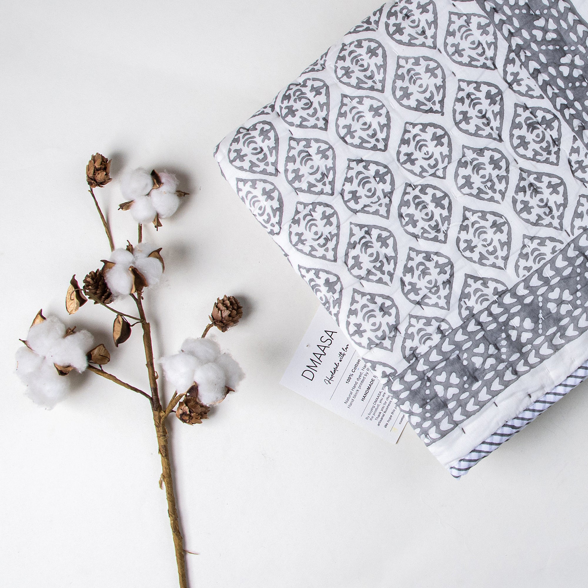 Breathable Geometrical Design Handblock printed Cotton Baby Quilt