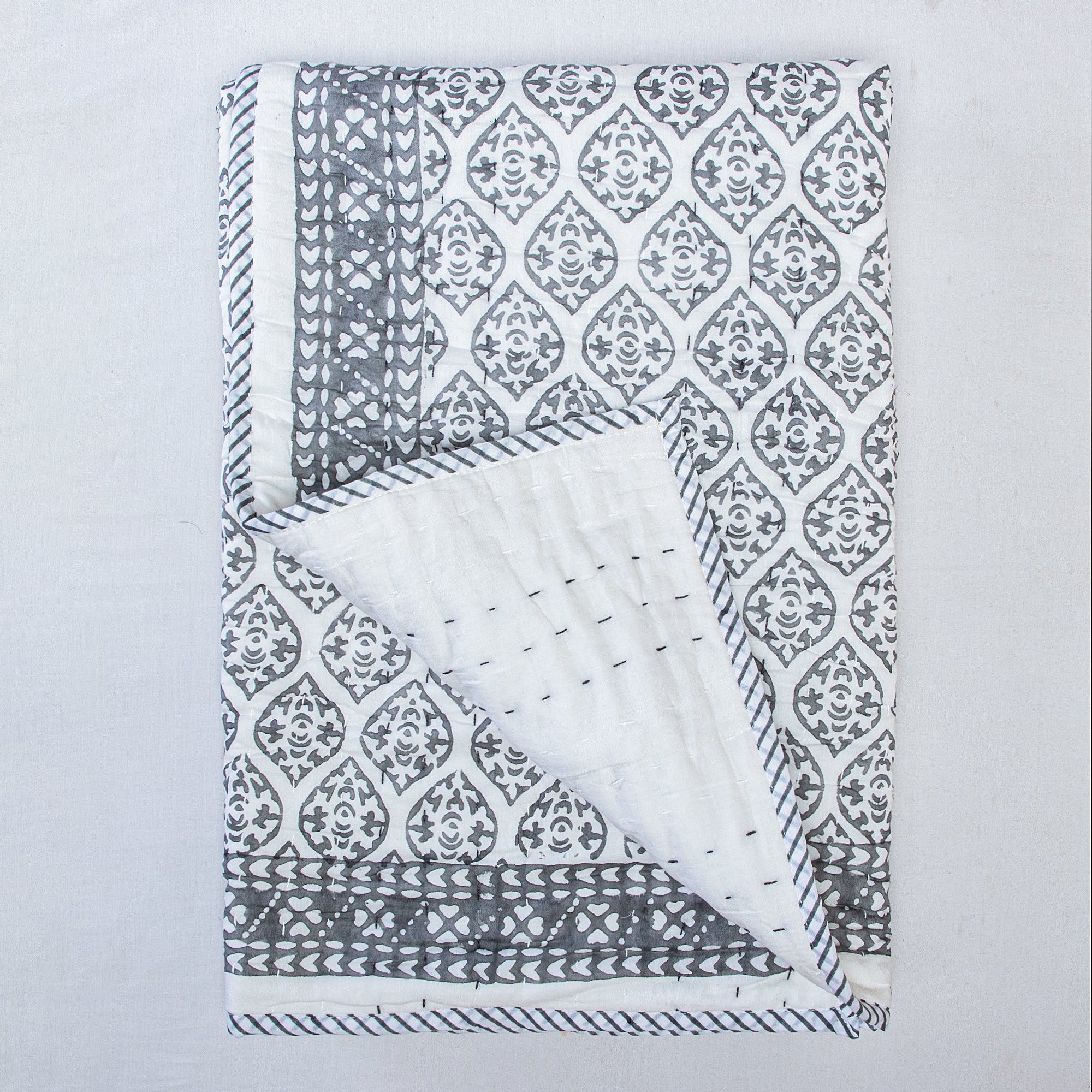 Breathable Geometrical Design Handblock printed Cotton Baby Quilt - Image 4