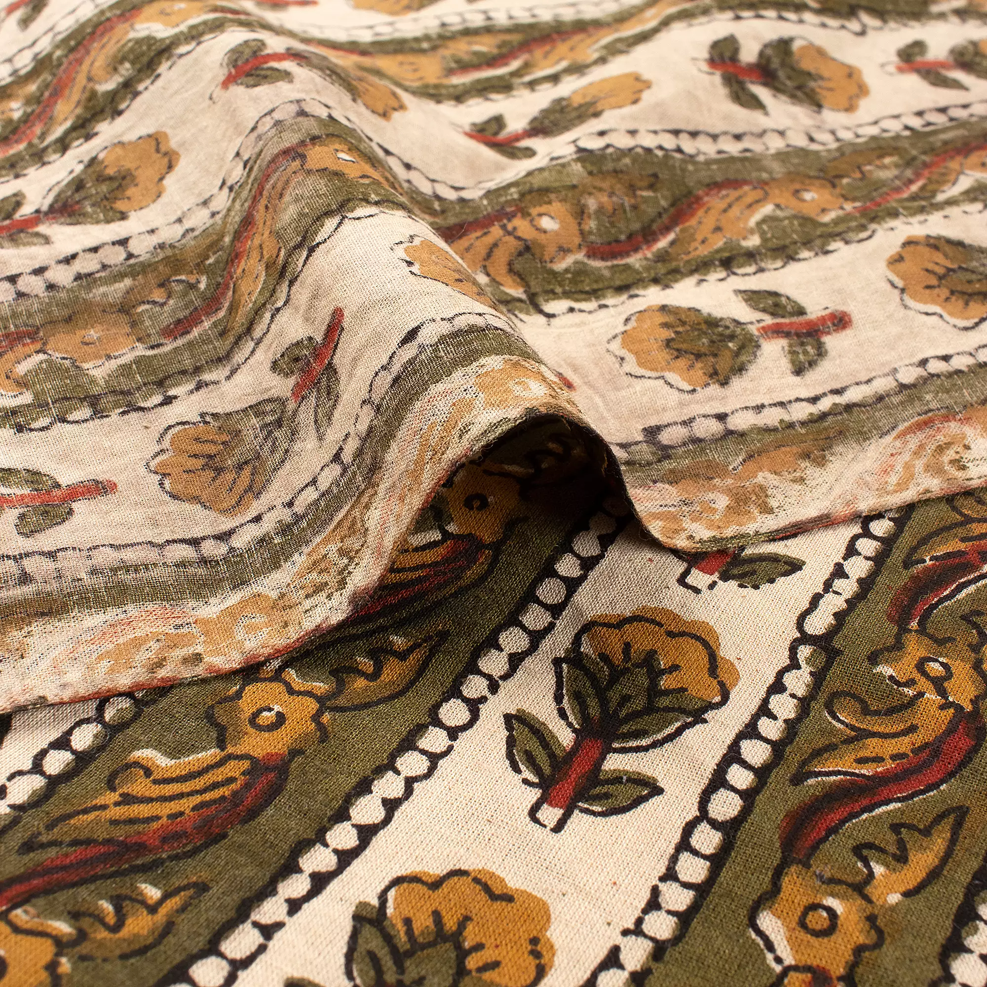 Bagru Stripe Printed Pure Cotton Fabric - Image 2