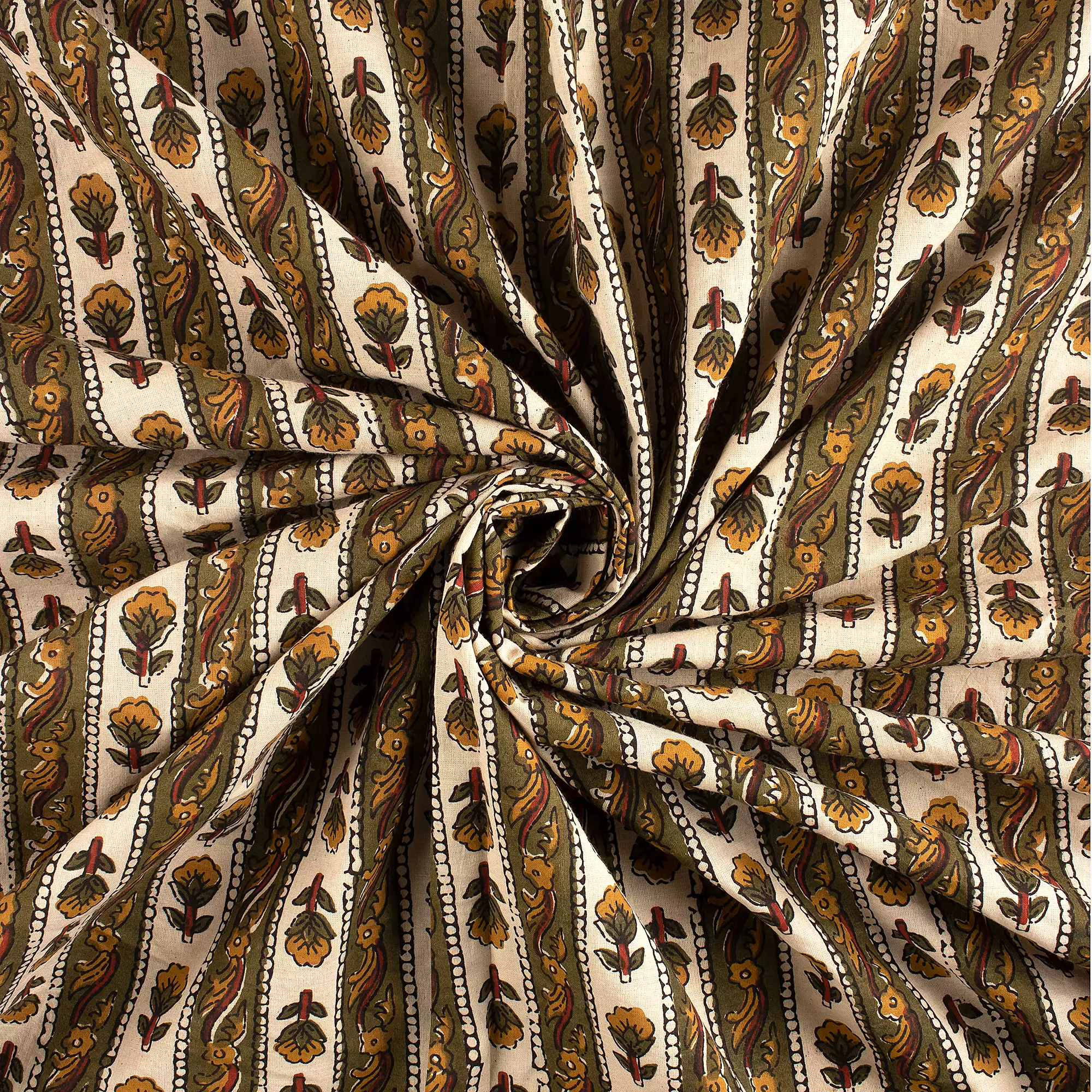 Bagru Stripe Printed Pure Cotton Fabric - Image 4