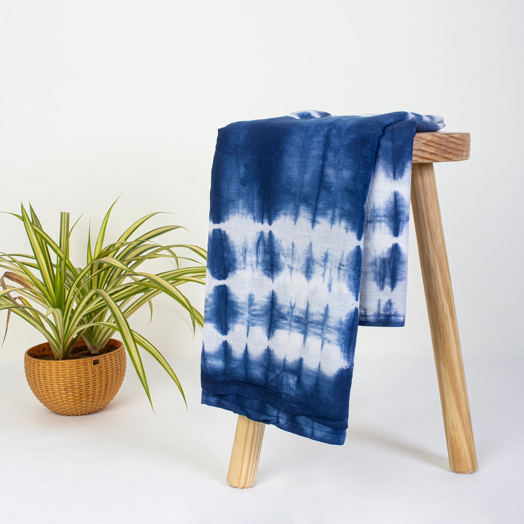Shibori Dark Blue Indian Tie Dye Cotton Multipurpose Fabric - Image 4