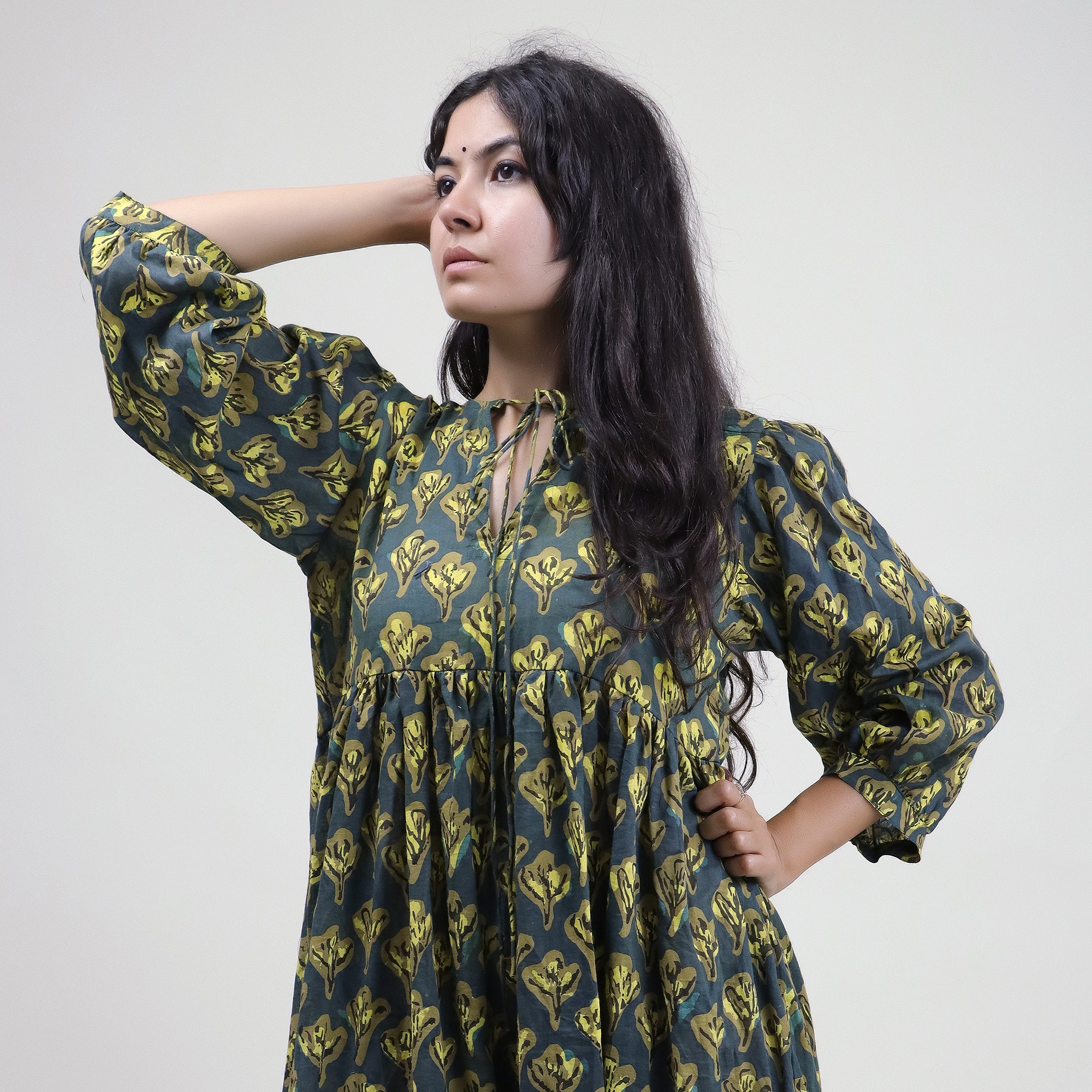 Beautiful Floral Cotton Midi Outfit for Womens - Image 3
