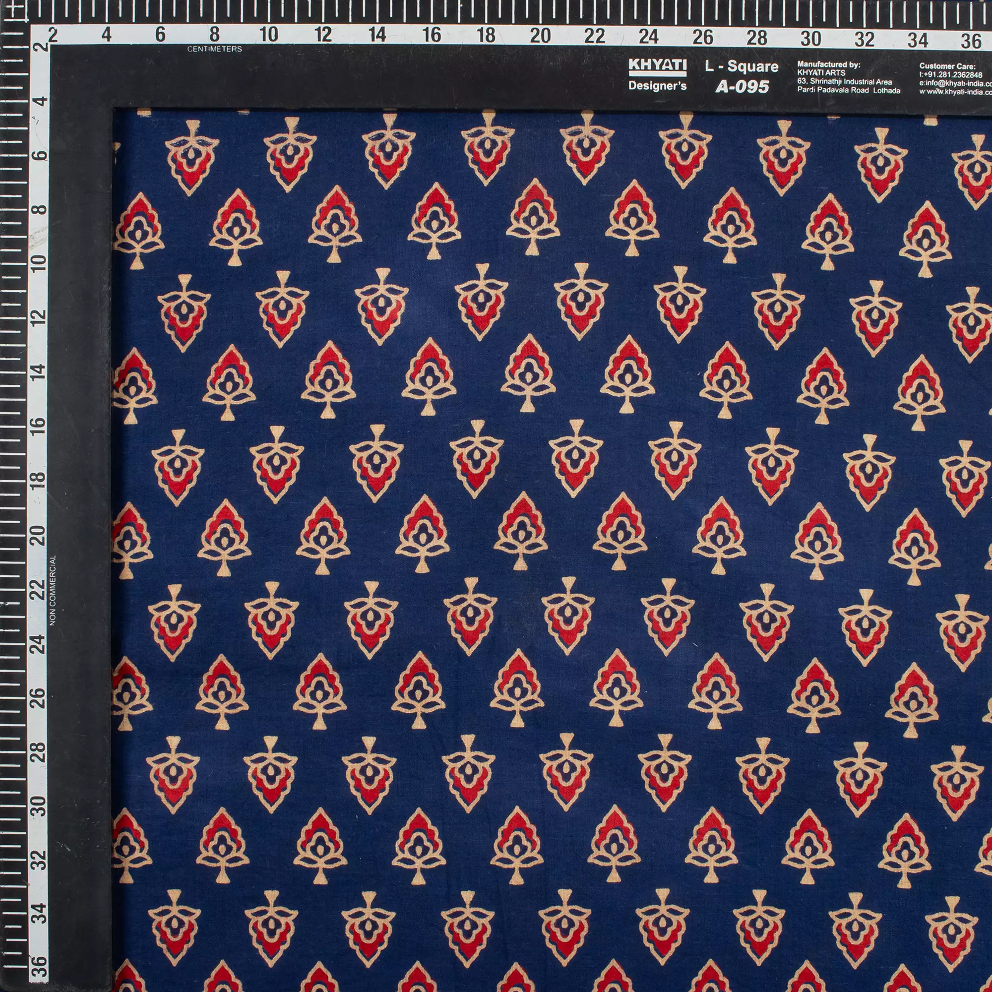 Beautiful Hand Block Ajrakh Floral Print Fabric - Image 3