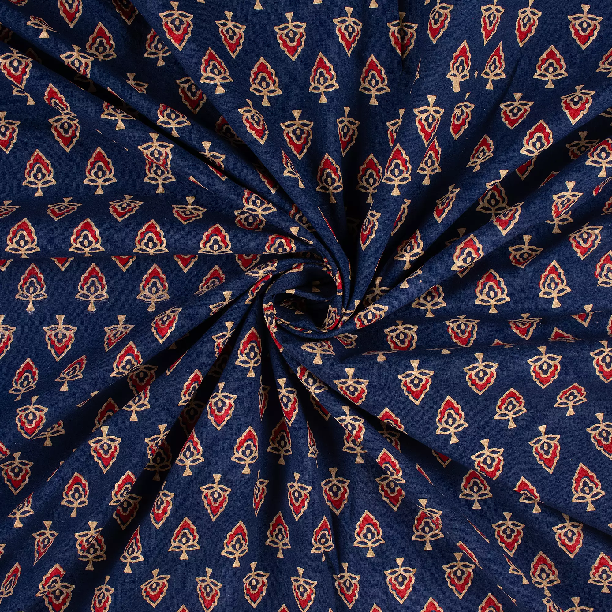 Beautiful Hand Block Ajrakh Floral Print Fabric - Image 4