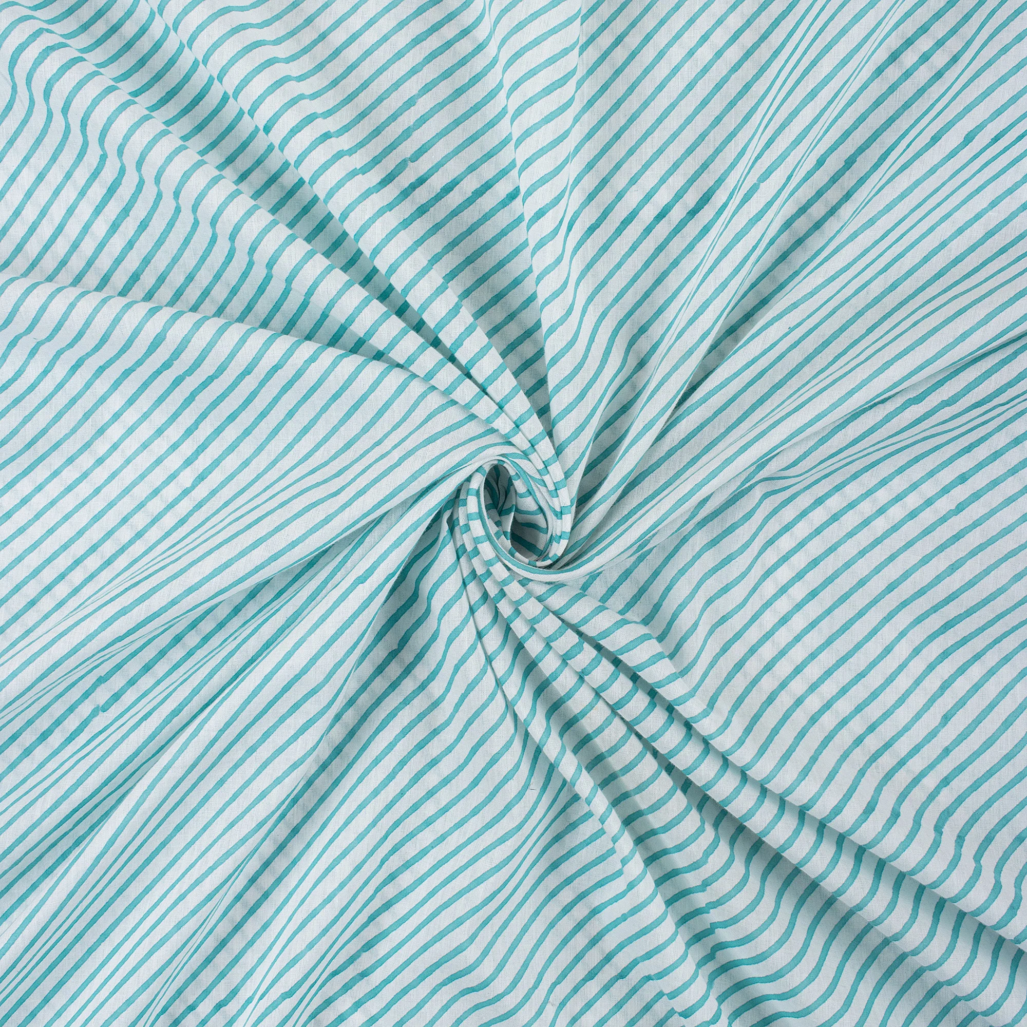 Striped Light Weighted Indian Block Print Fabric - Image 4