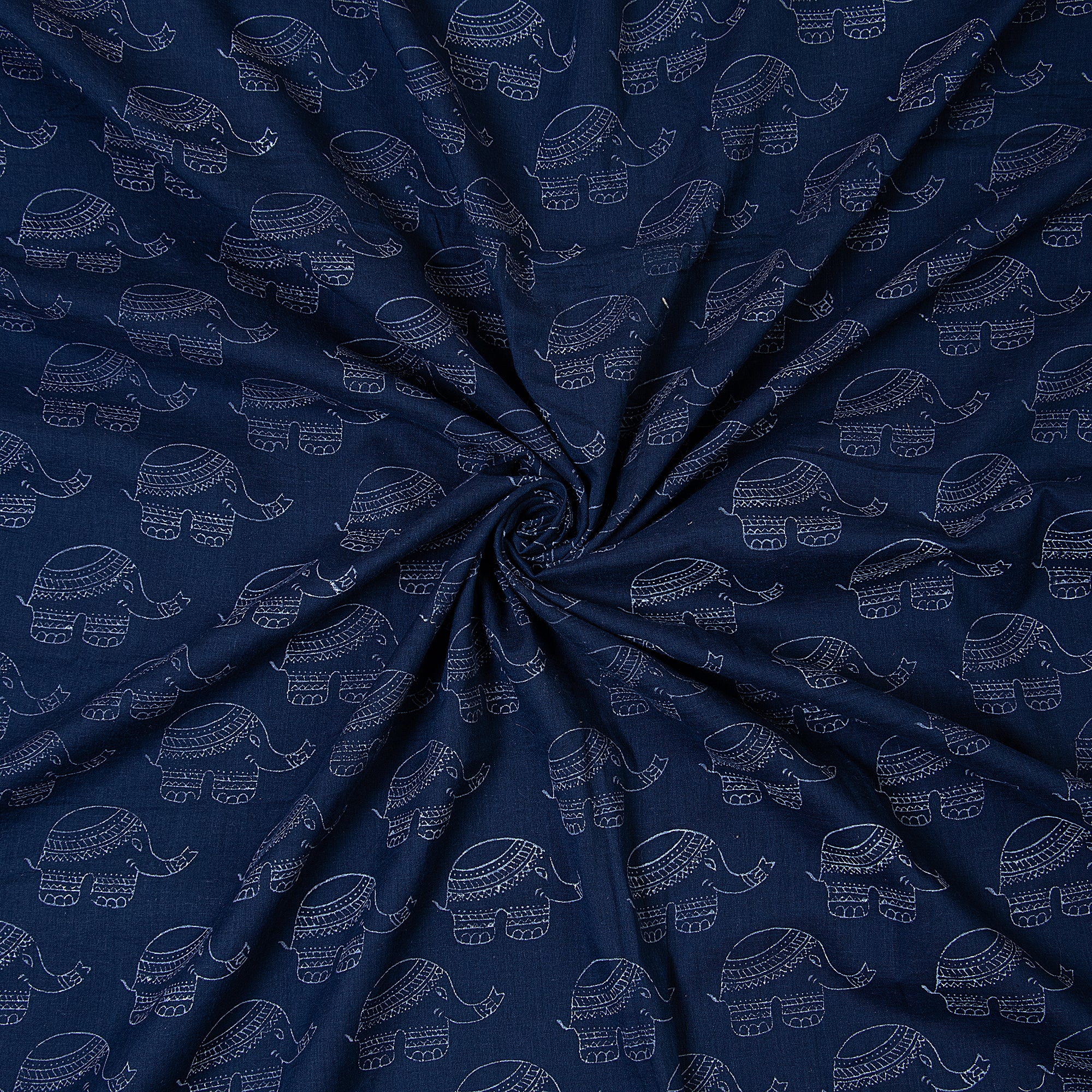 Animal Print Hand Blocked Indian Indigo Blue Cotton Dress Fabrics - Image 3