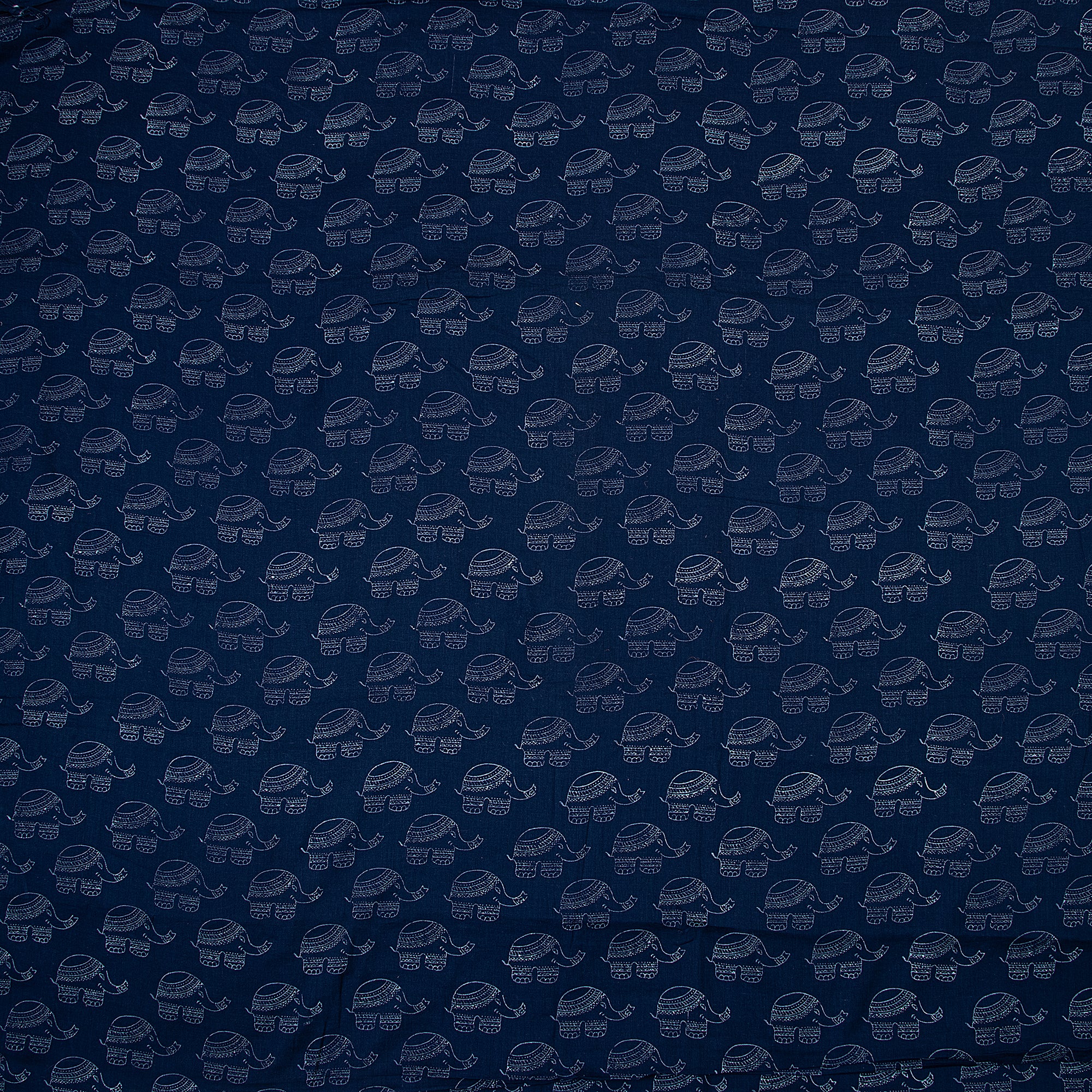 Animal Print Hand Blocked Indian Indigo Blue Cotton Dress Fabrics - Image 5