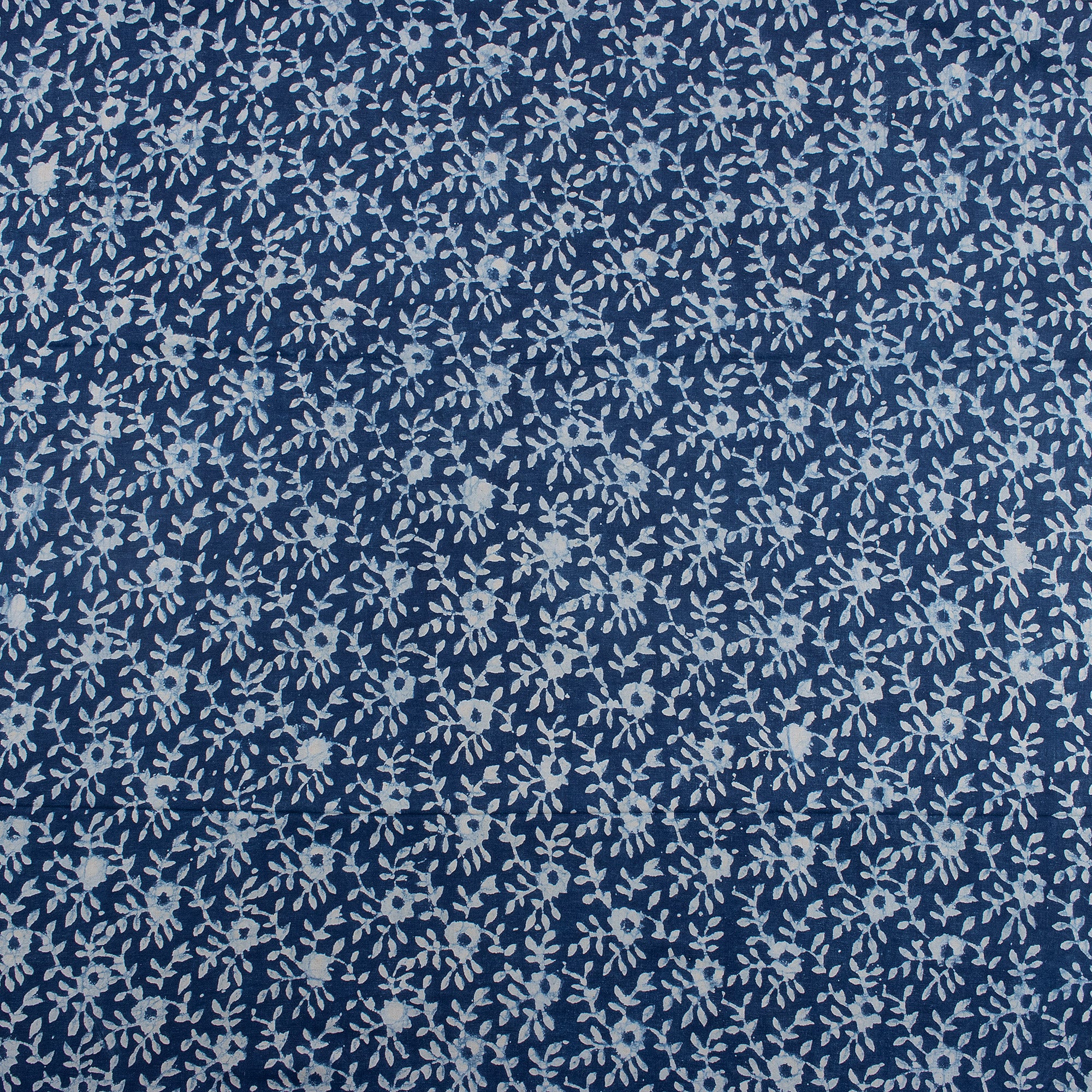 Jaipuri Floral Printed Shibori Indigo Blue Women's Clothing Fabric - Image 4