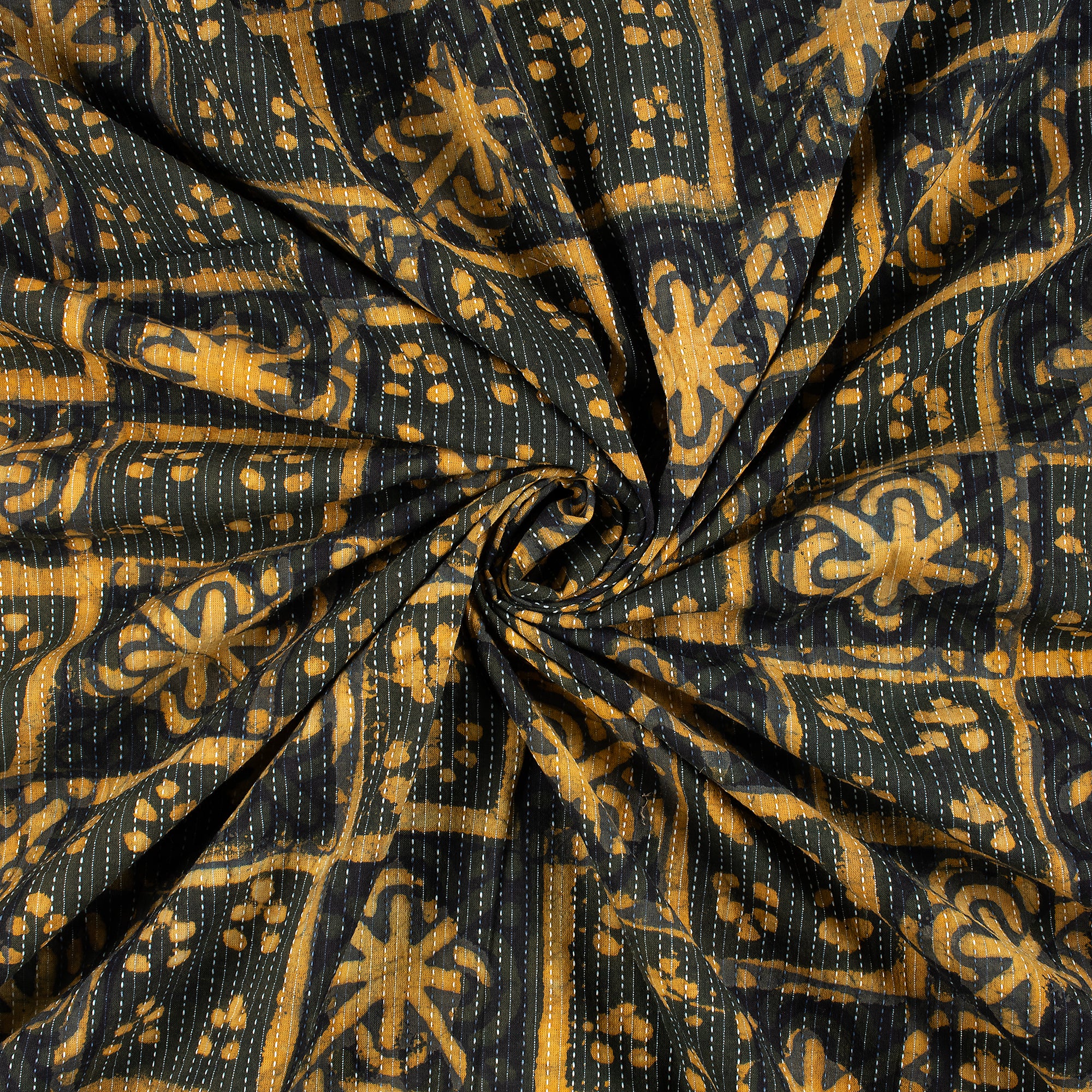 Dabu Soft Cotton Hand Block Printed Kantha Fabric - Image 2