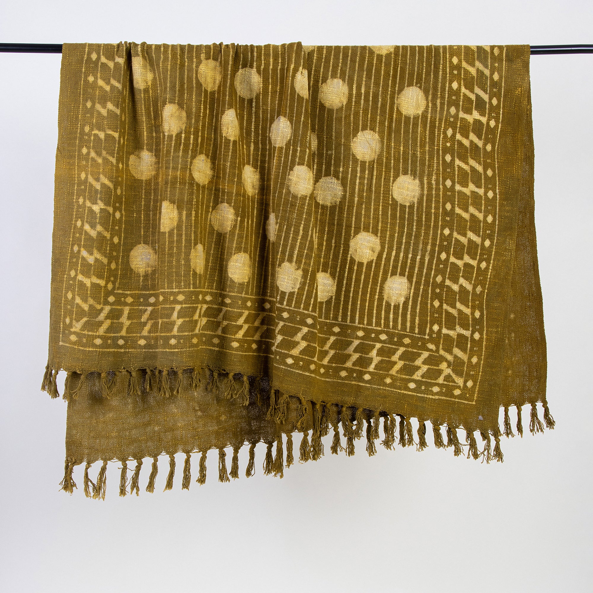 Handcrafted Polka Dots Block Printed Indian Cotton Throw Blanket - Image 6