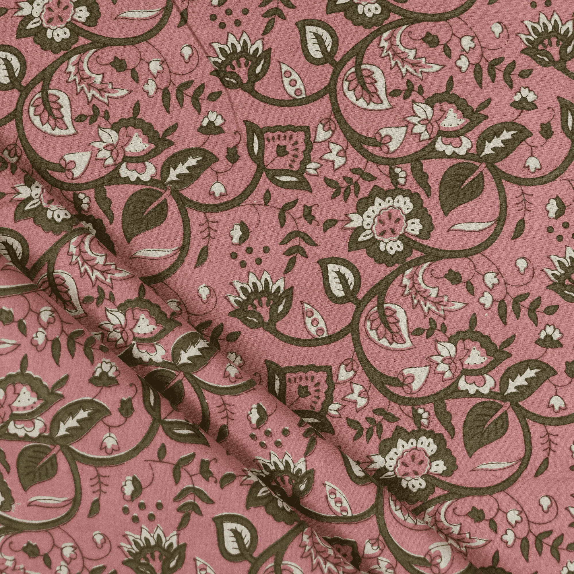 Floral Indian Hand Block Print Dabu Fabric - Image 2
