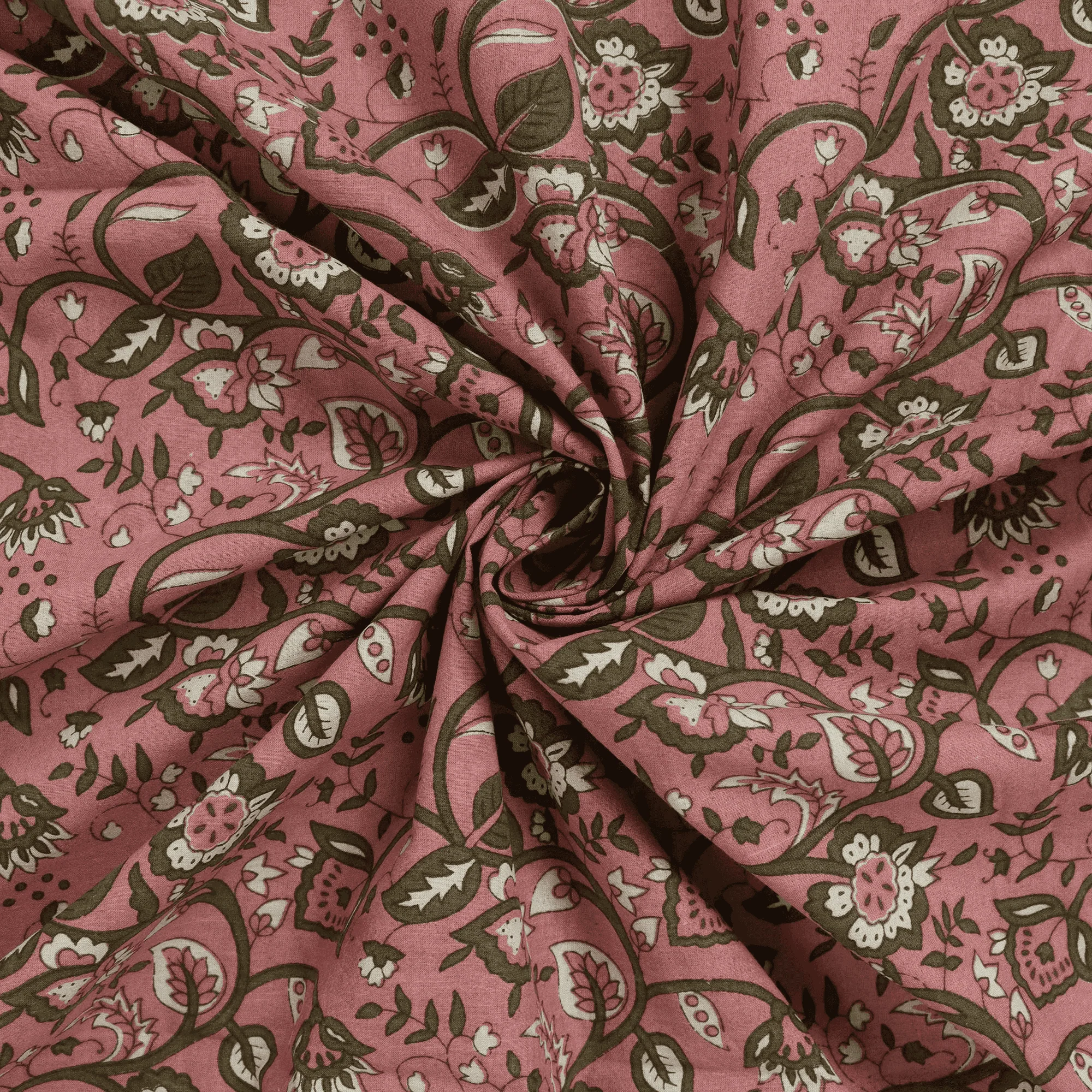 Floral Indian Hand Block Print Dabu Fabric - Image 4
