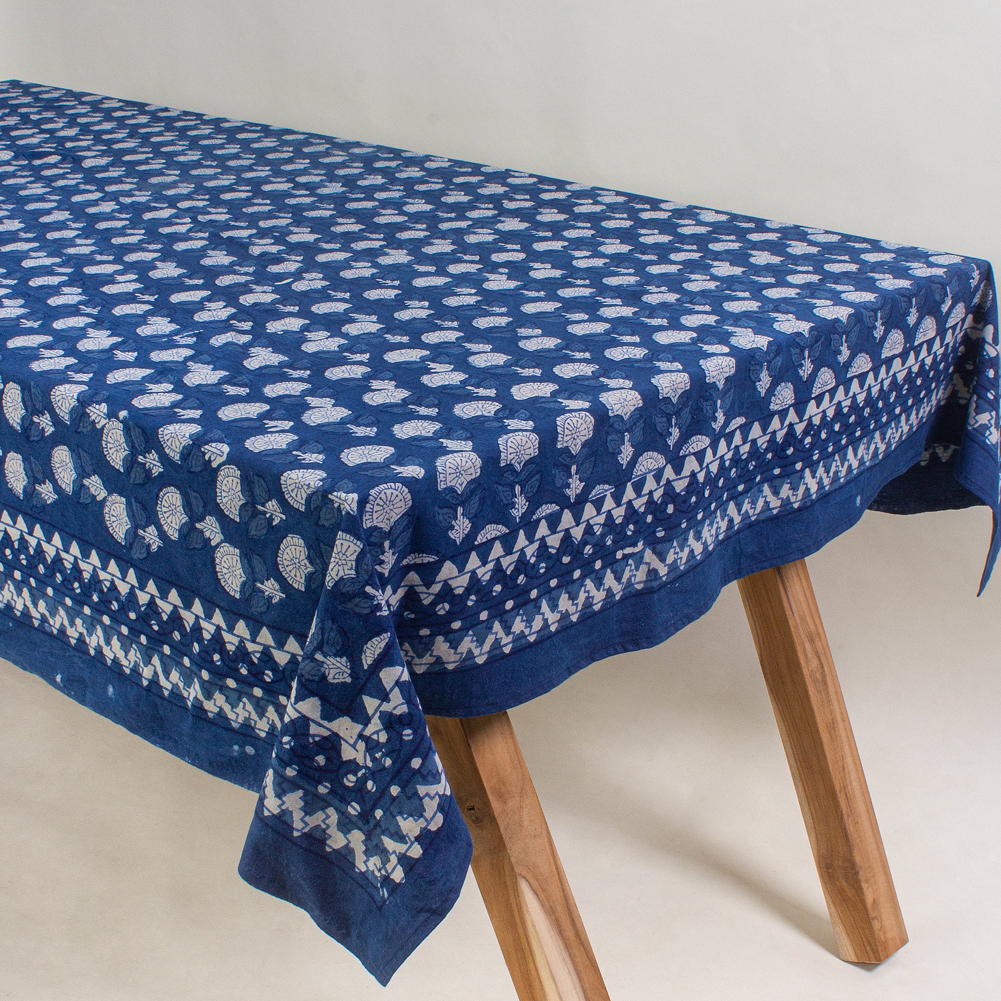Hand Block Printed Cotton Dining Table Cover Cloth for Farmhouse Party - Image 5