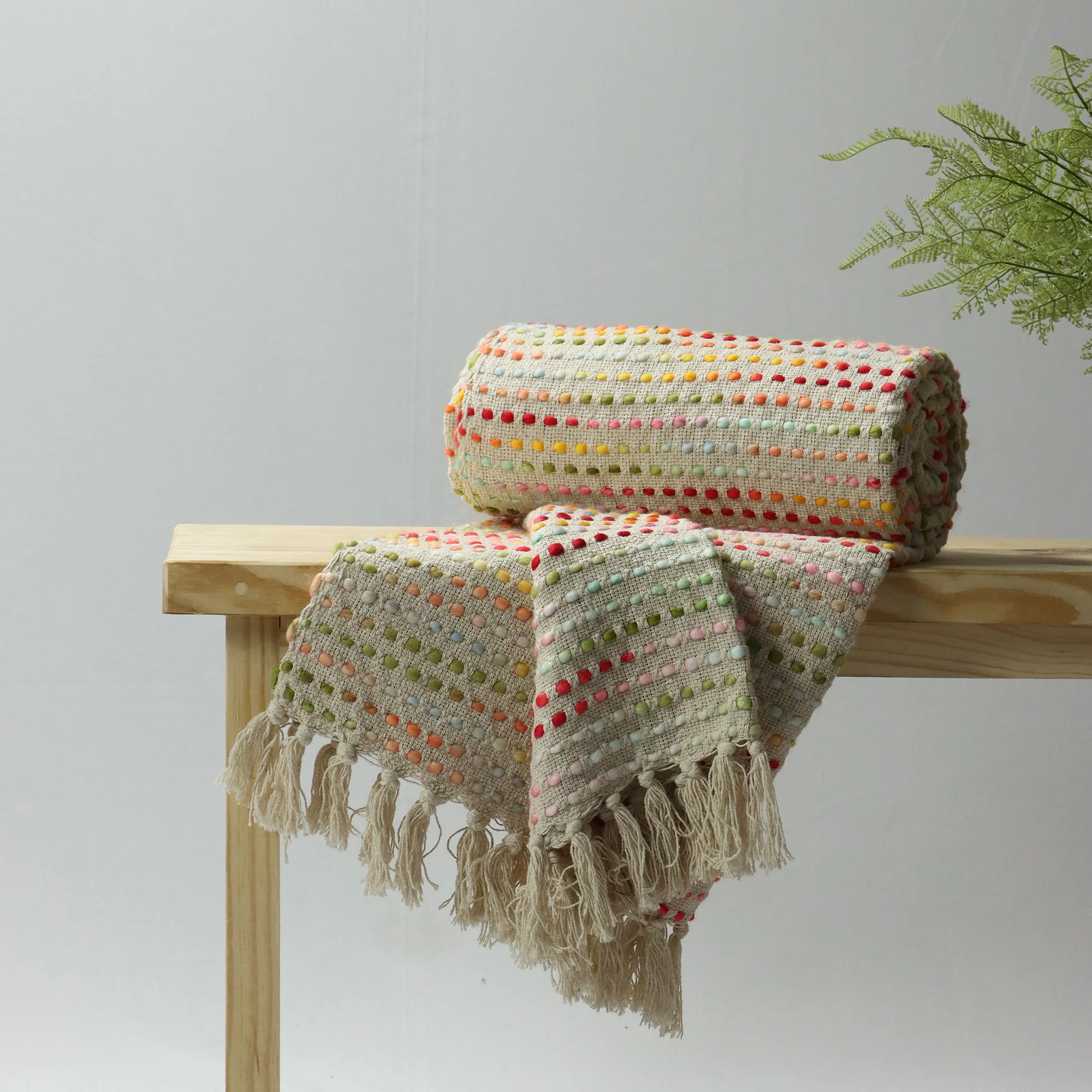 Handmade Indian Cotton Woven Throw Blanket for Couch - Image 3