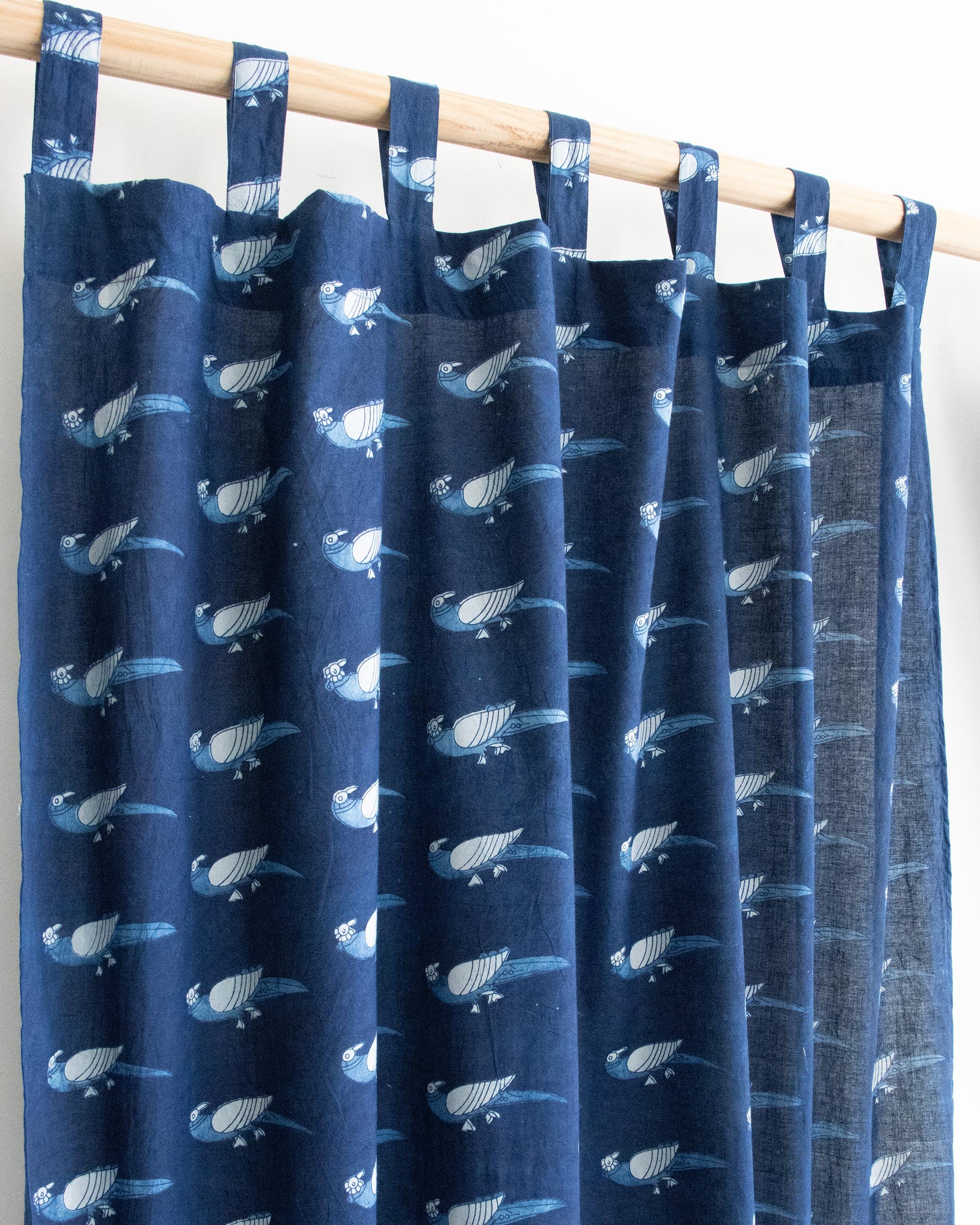 Bird Hand Block Printed Pure Cotton Curtains