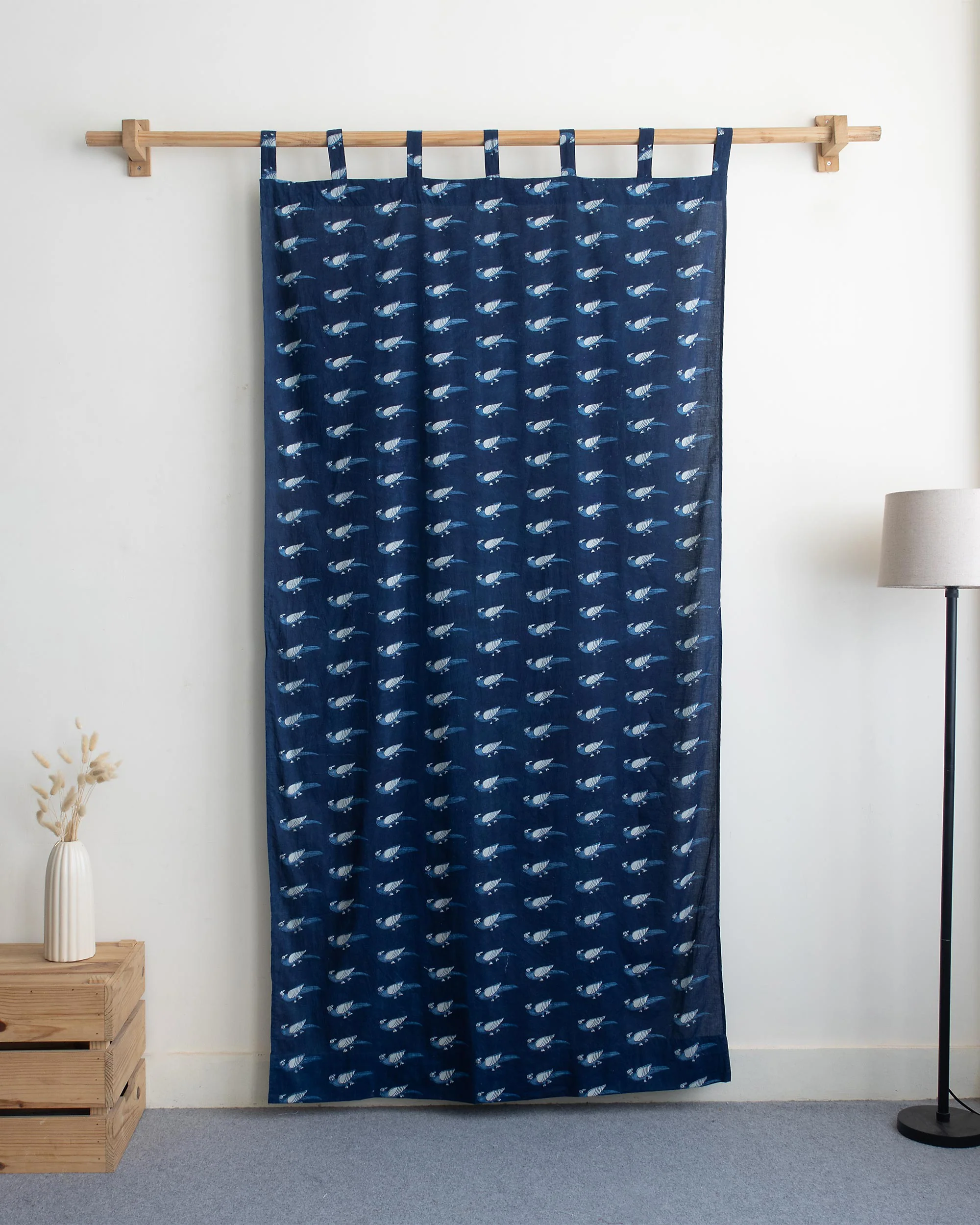 Bird Hand Block Printed Pure Cotton Curtains - Image 5