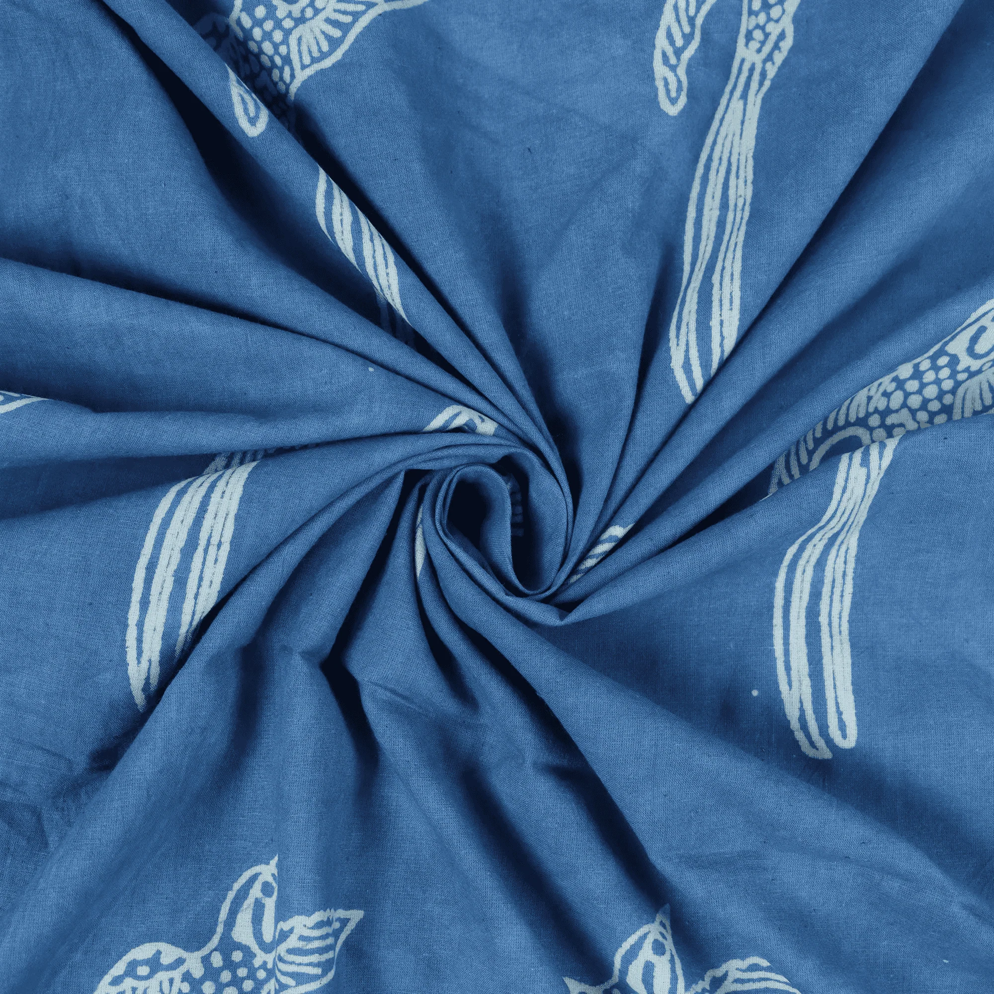 Indigo Hand Block Bird Print Natural Hand Dyed Fabric for Dress - Image 5