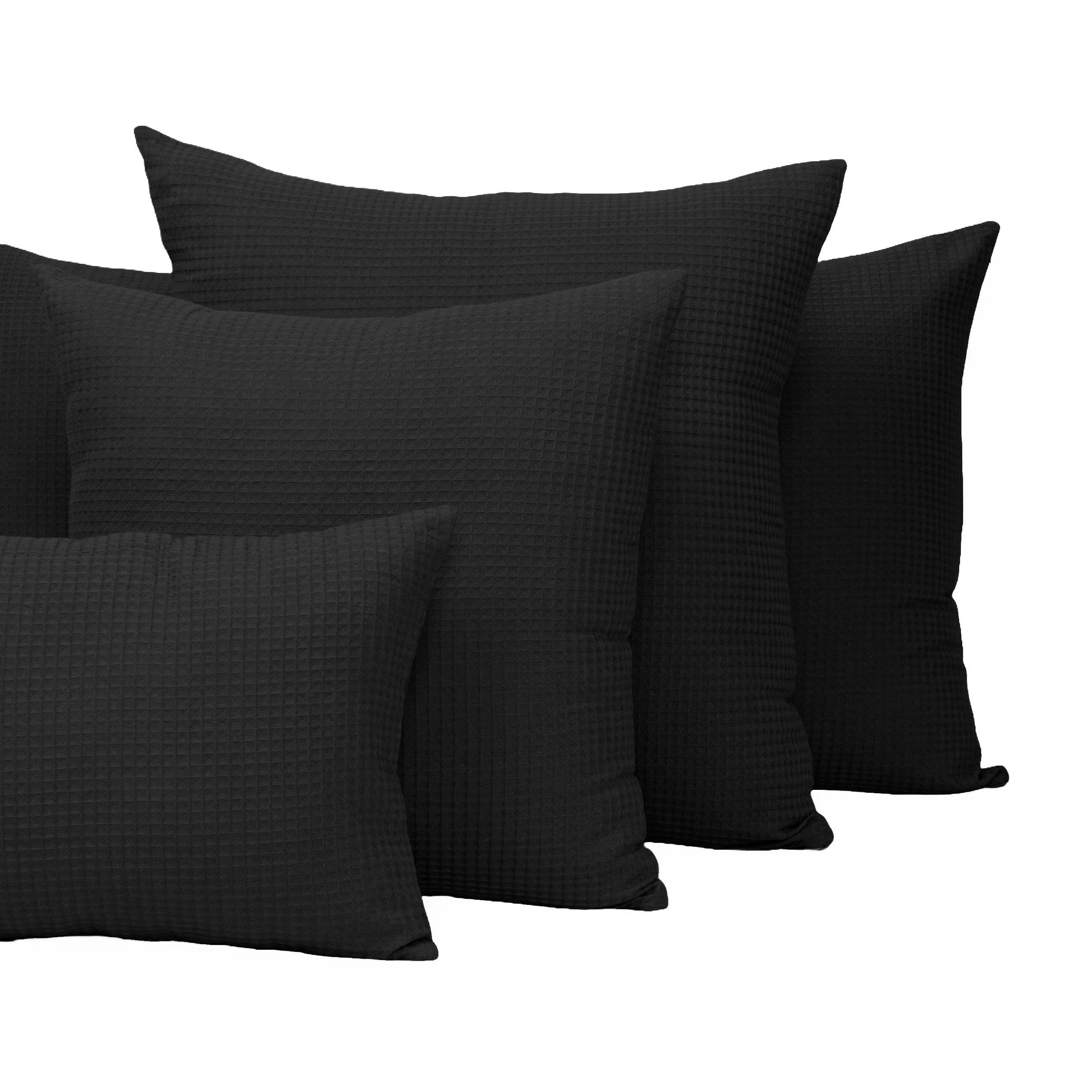Black Organic Cotton Waffle Cushion Cover - Image 4