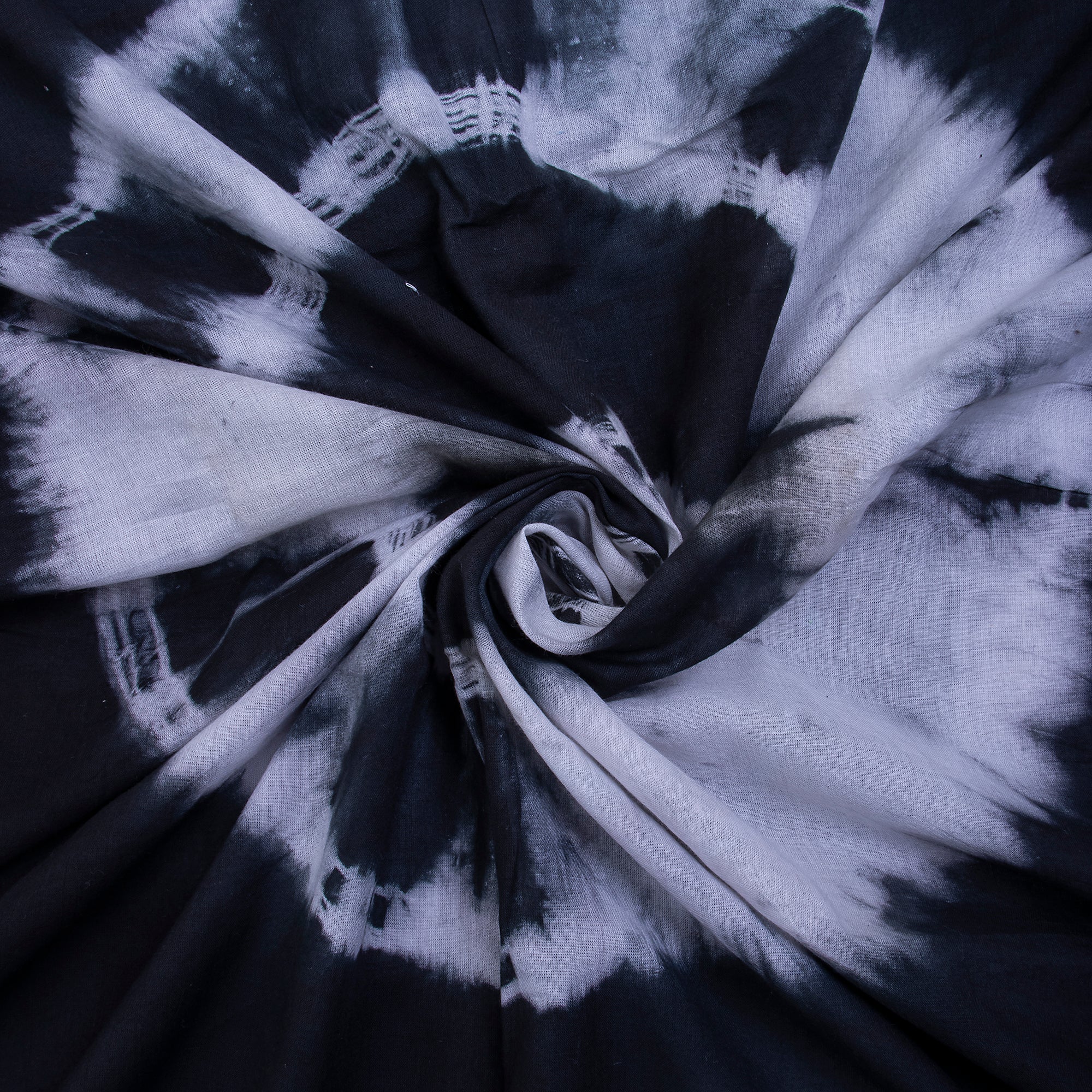 Modern Solid Black Handmade Pure Cotton Tie Dye Running Fabrics - Image 3