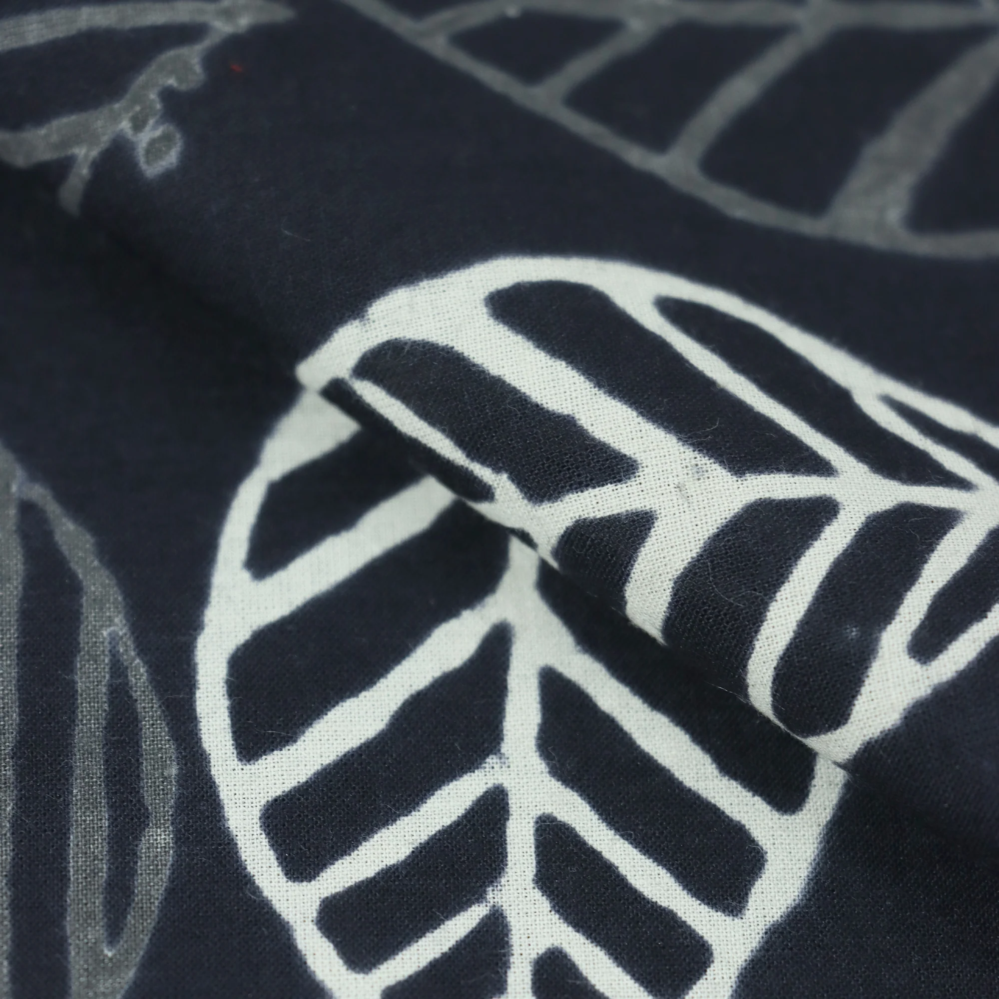 Black & White Cotton Hand Block Printed Fabric - Image 3