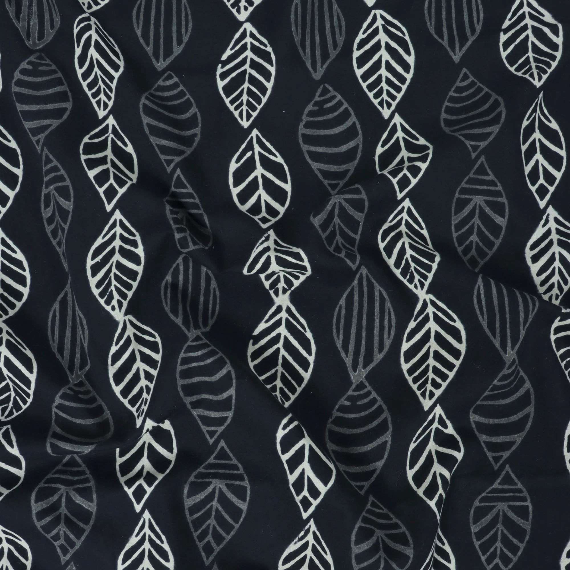 Black & White Cotton Hand Block Printed Fabric - Image 4