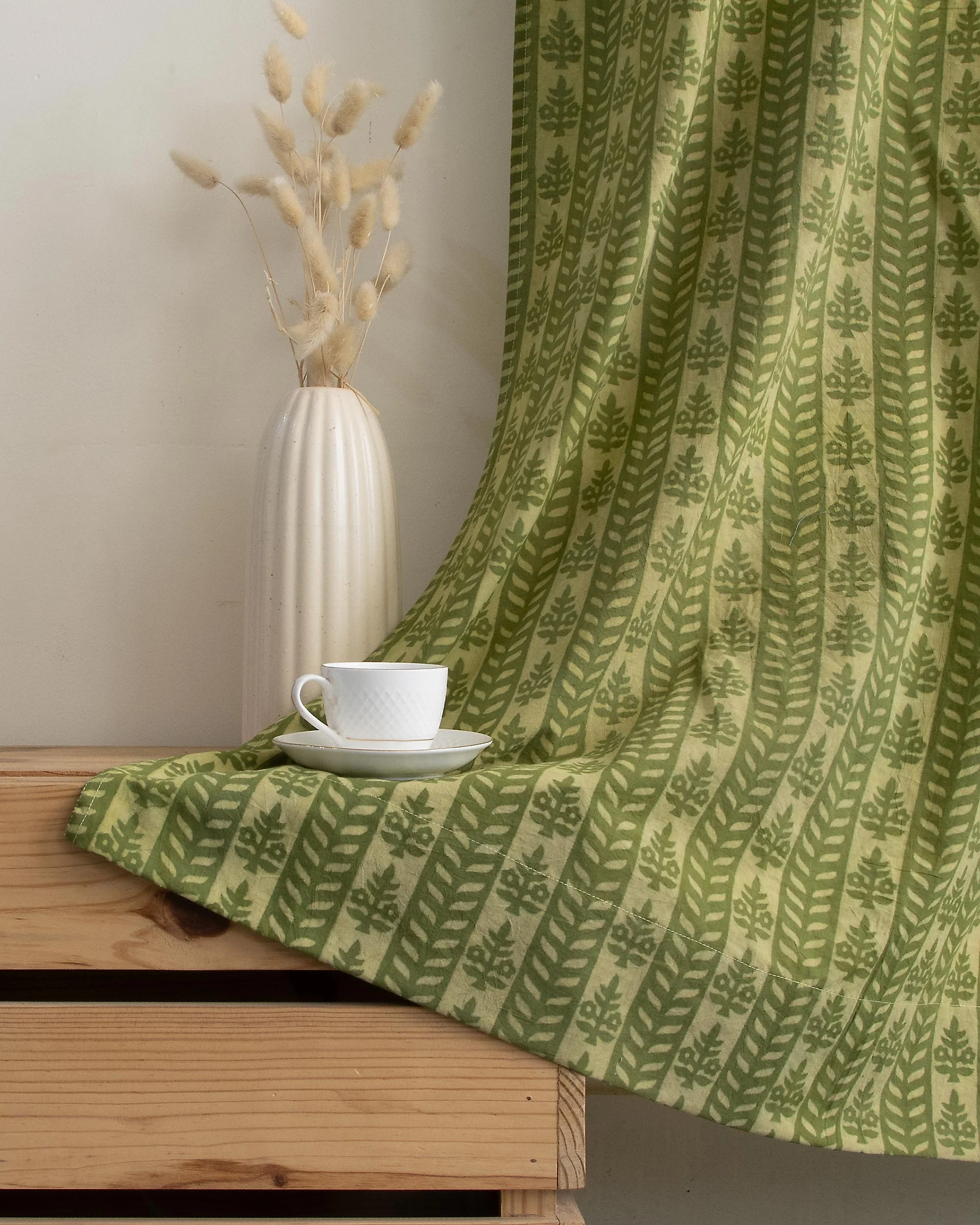 Block Hand Block Printed Cotton Window Curtains - Image 4