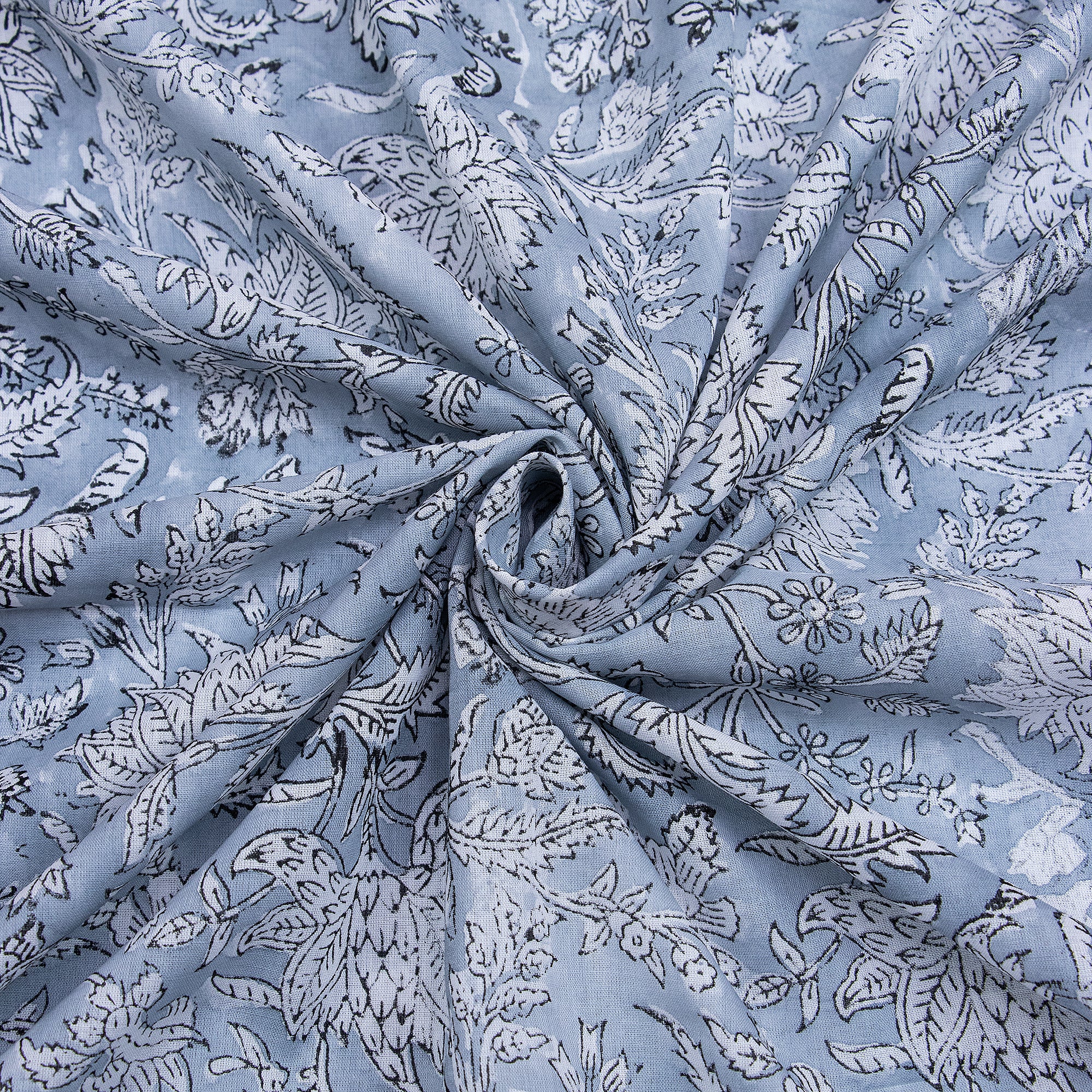 Floral Block Printed Jaipuri Cotton Dress Fabric - Image 5