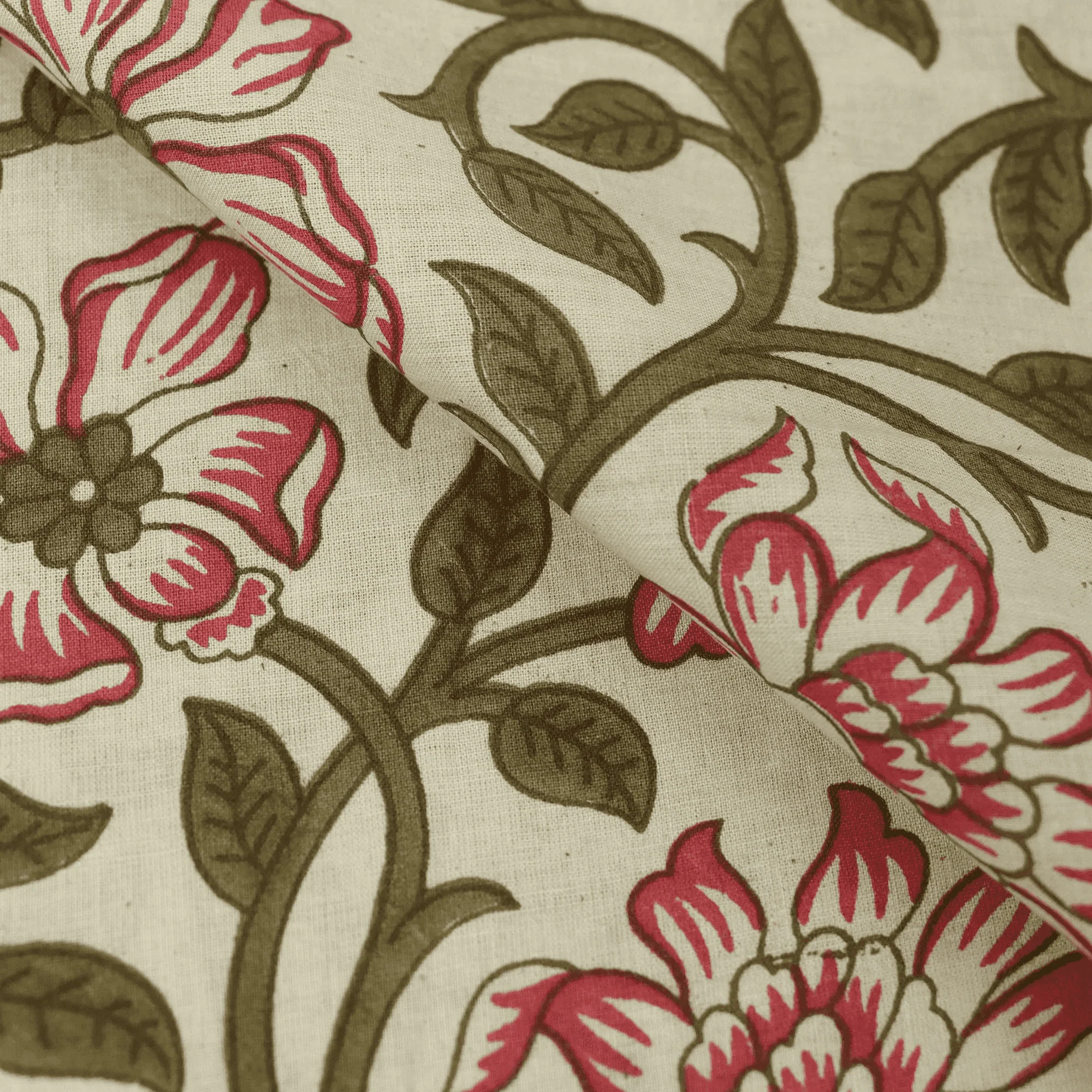 Indian Floral Hand Blocked Pure Cotton Light weighted Printed Fabric Cloth - Image 3