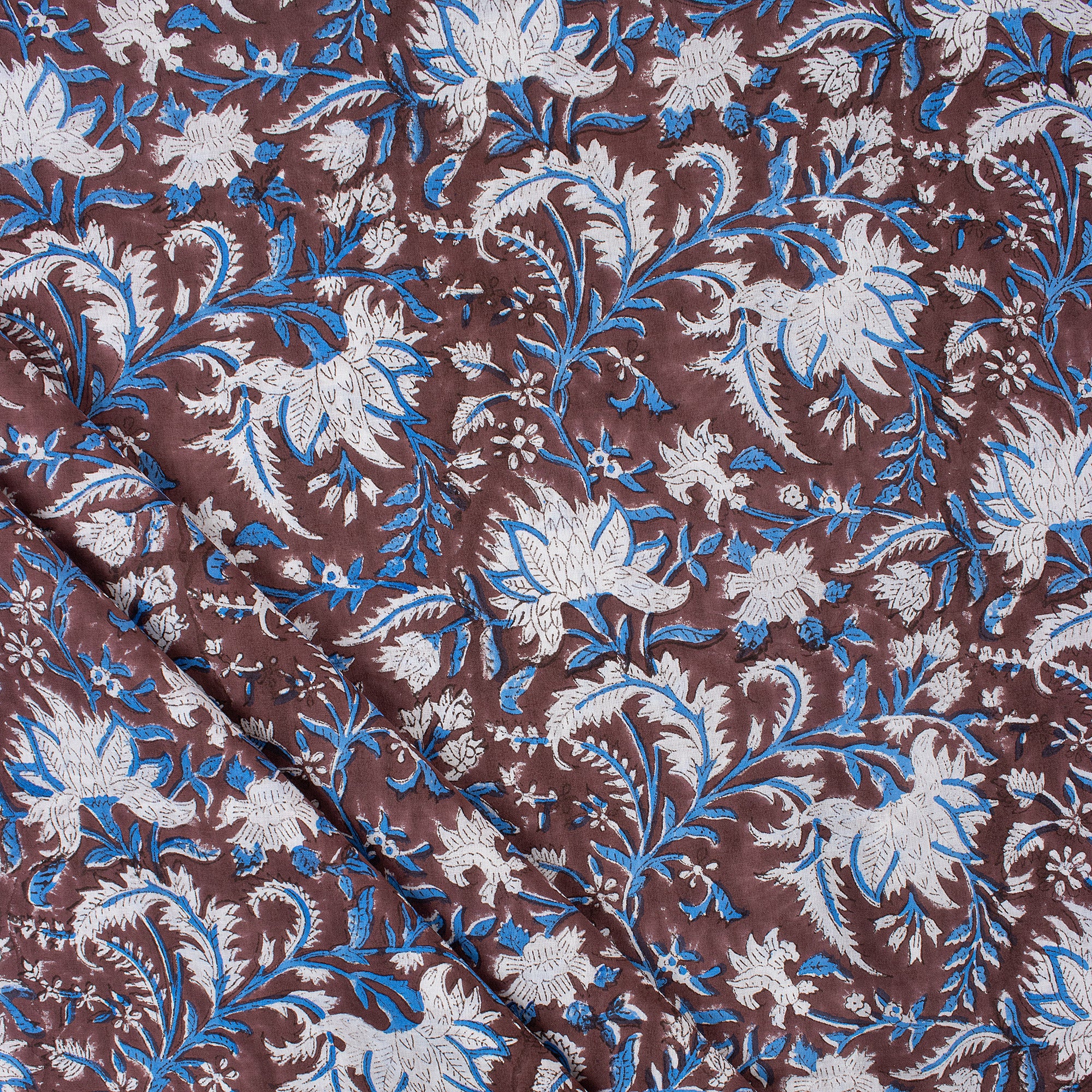 Multifloral Indian Handmade Block Print Organic Natural Cotton Fabric