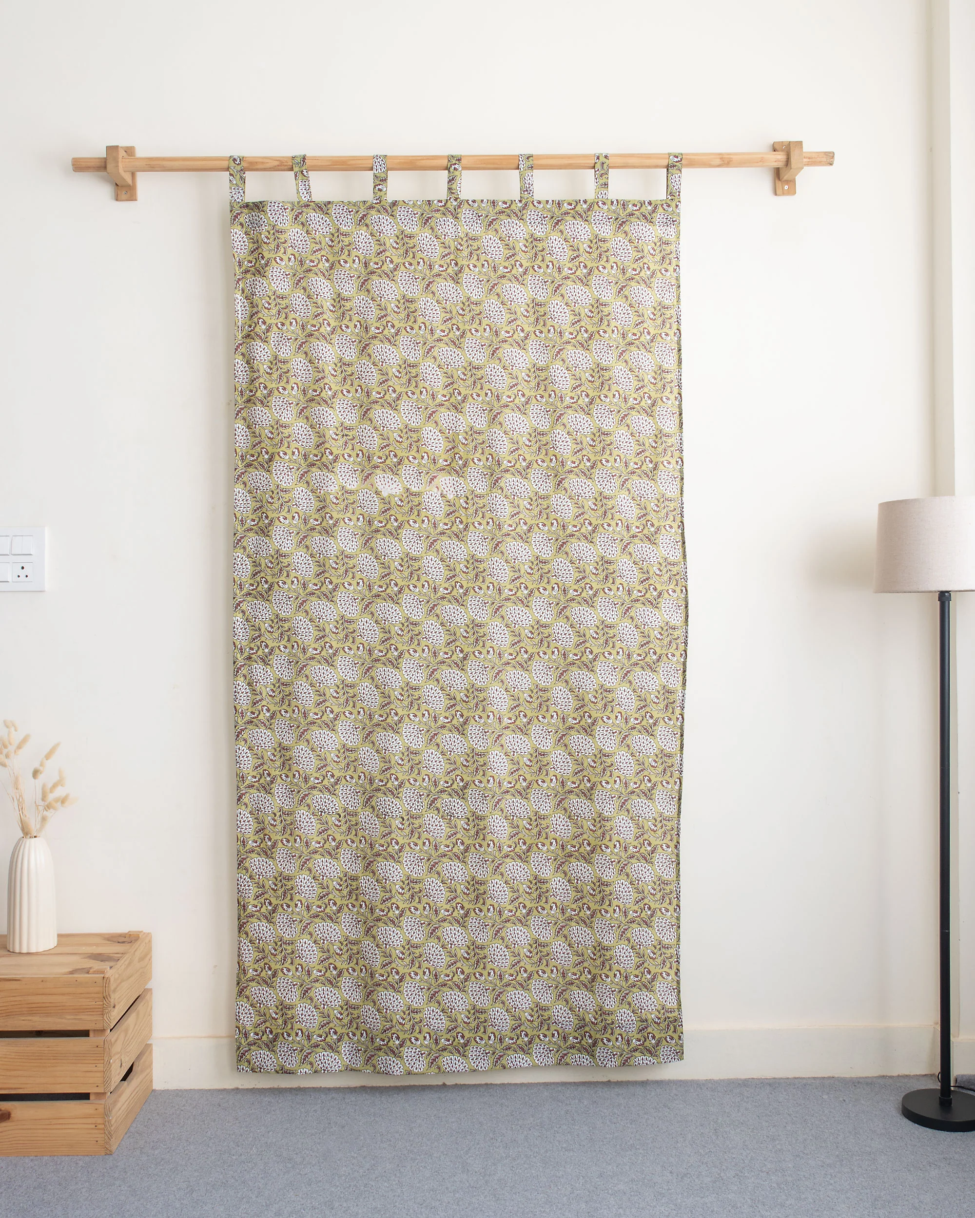 Block Printed Floral Curtains for Door | Home Decor - Image 5