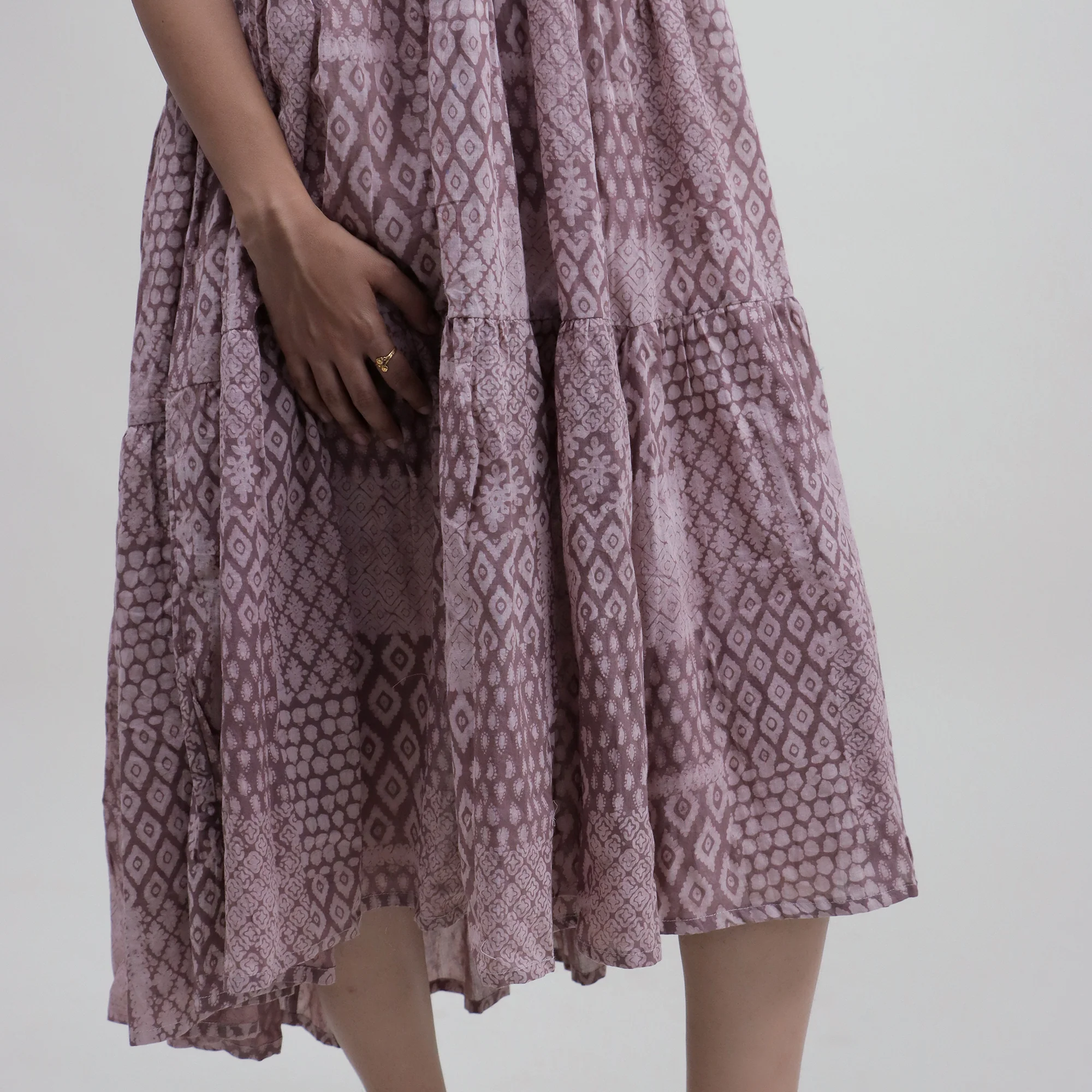 Block Printed Light Weighted Cotton Midi Dress - Image 4
