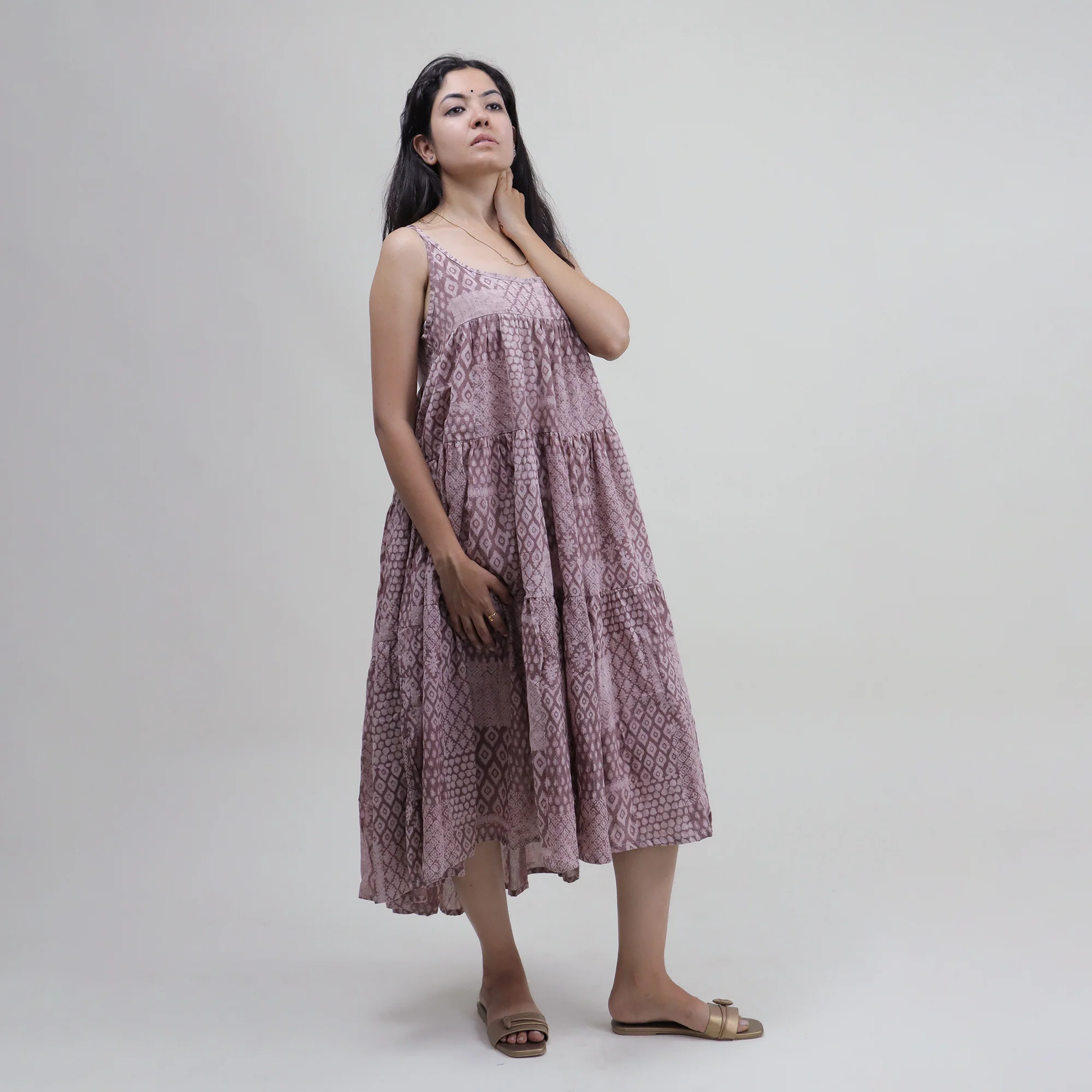 Block Printed Light Weighted Cotton Midi Dress - Image 6