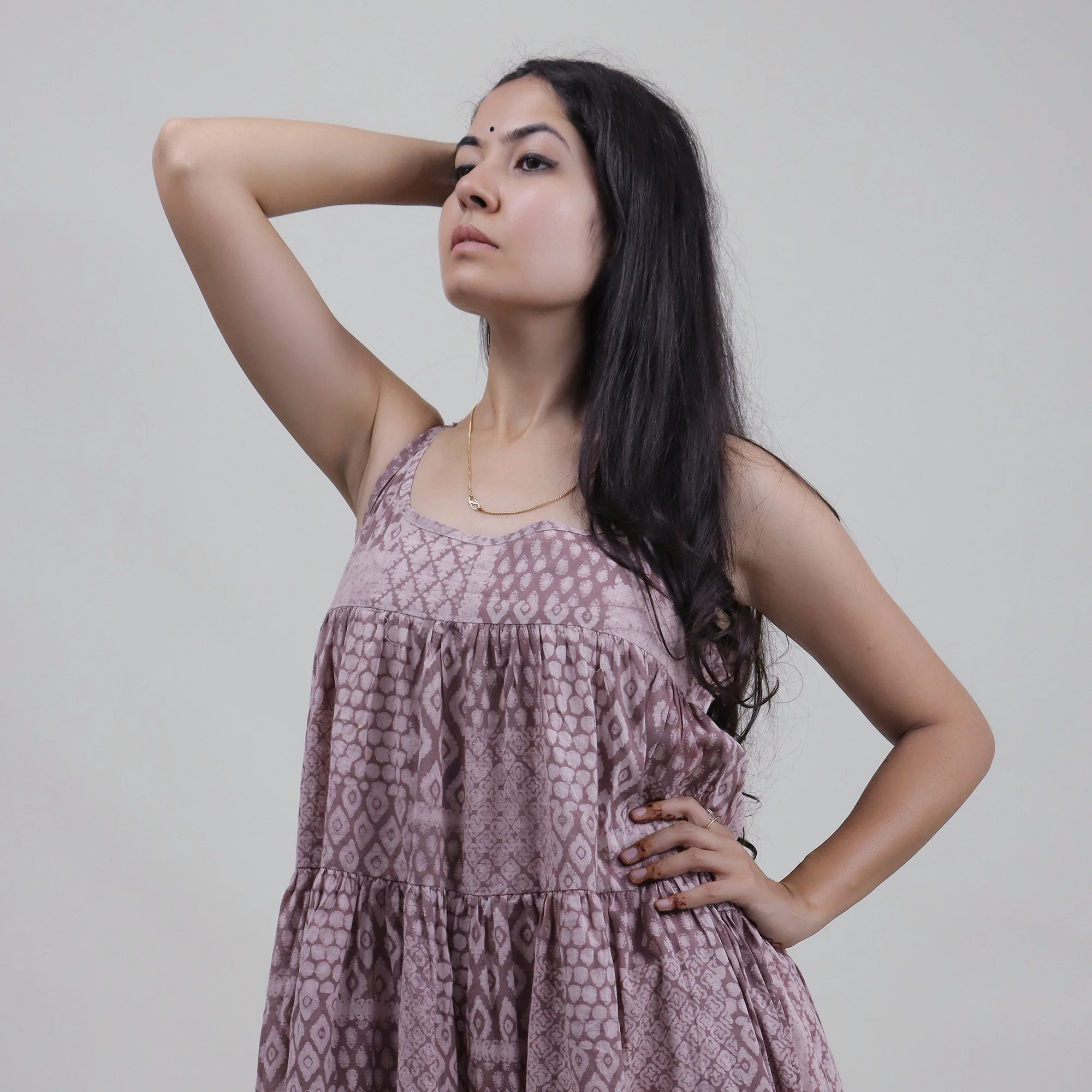 Block Printed Light Weighted Cotton Midi Dress - Image 7