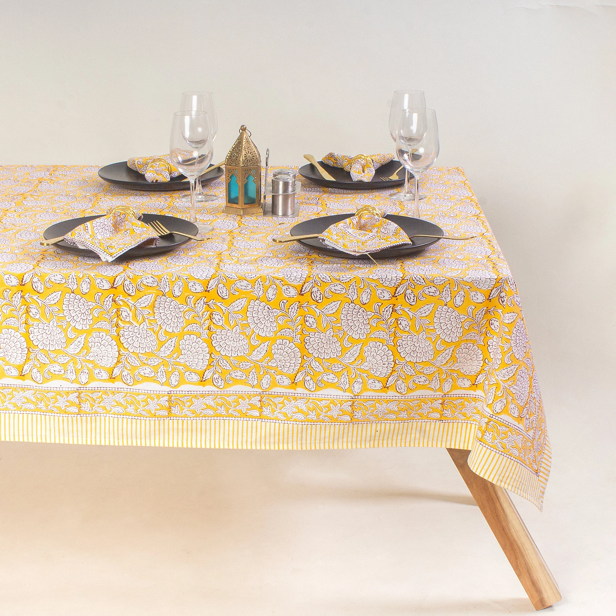 Block Printed Floral Pure Cotton Affordable Table Covers