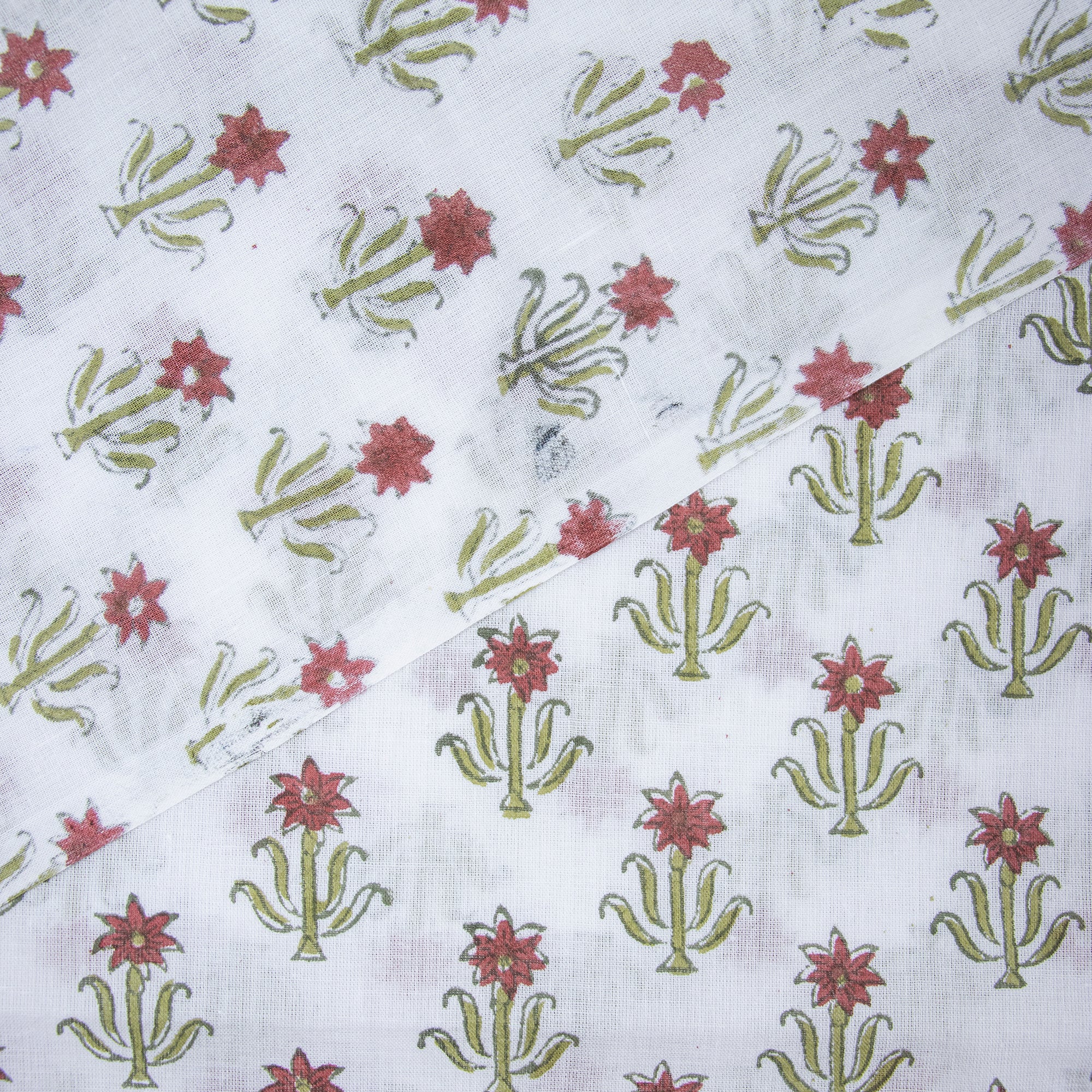Floral Indian Hand Block Printed Pure Cotton Fabric For Dress Making - Image 2