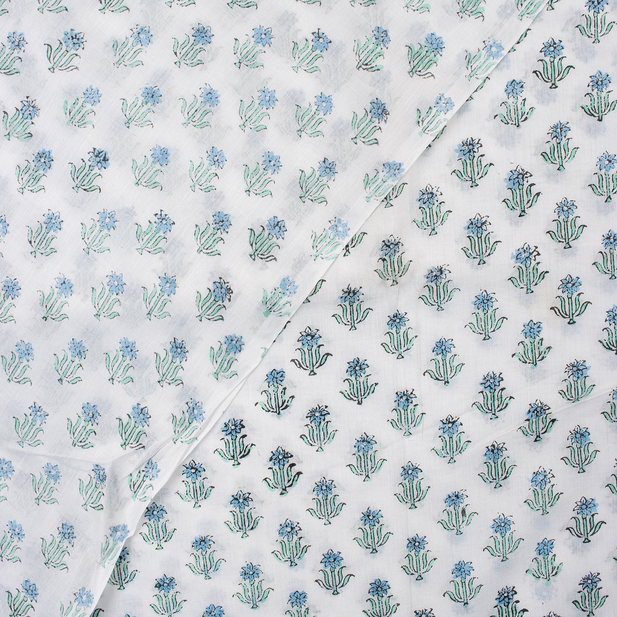 Booti Block Printed Pure Cotton Indian Fabric - Image 3
