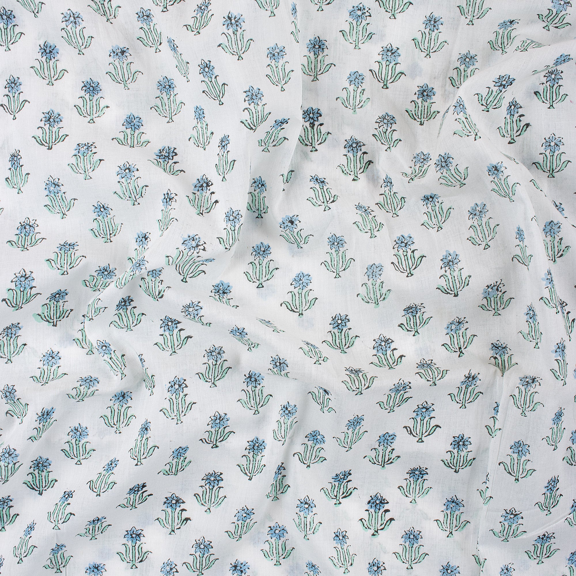 Booti Block Printed Pure Cotton Indian Fabric - Image 5