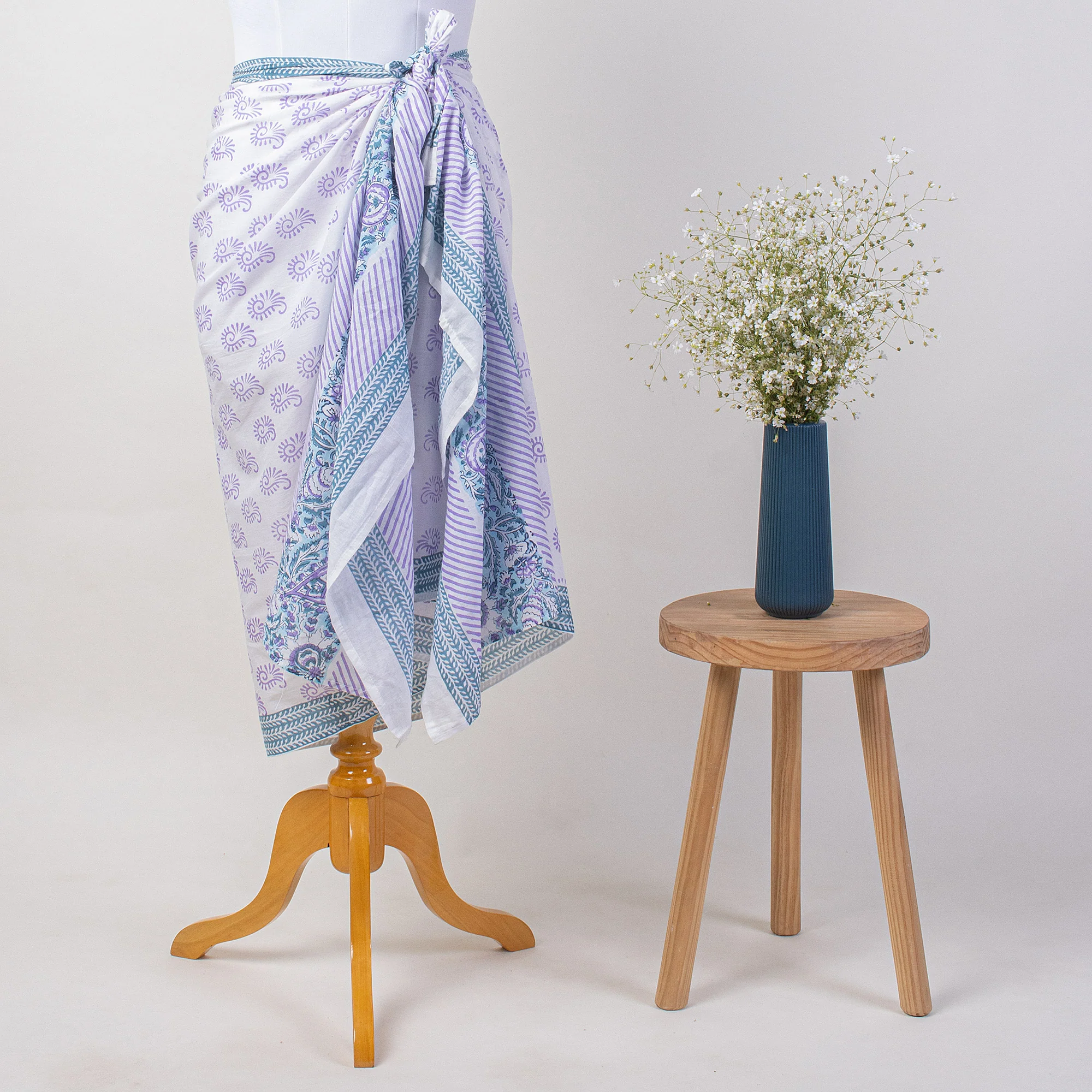 Booti Hand Block Print Cotton Beachwear Sarong For Women - Image 4