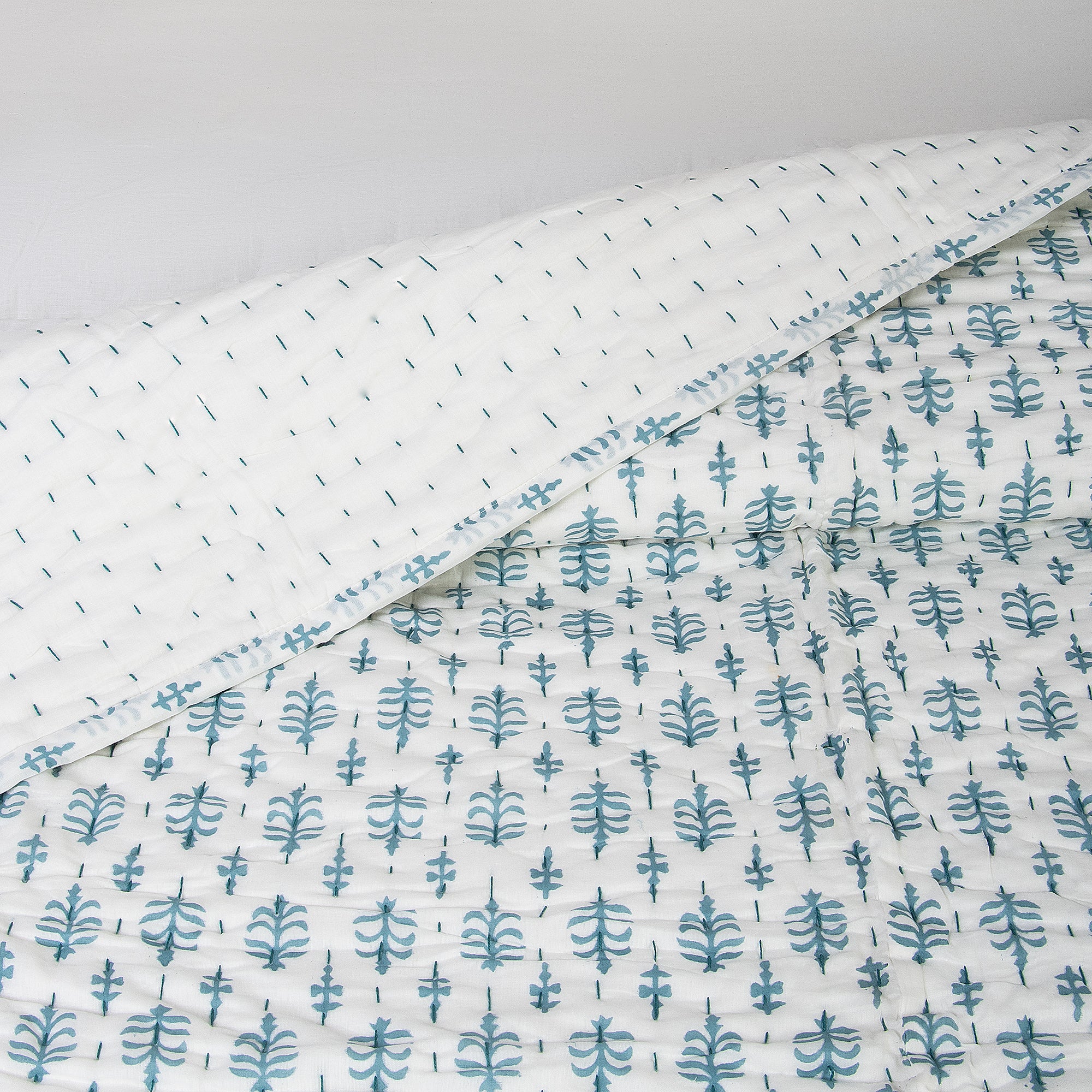 Booti Handmade Indian Cotton Kantha Quilt Blanket - Image 6