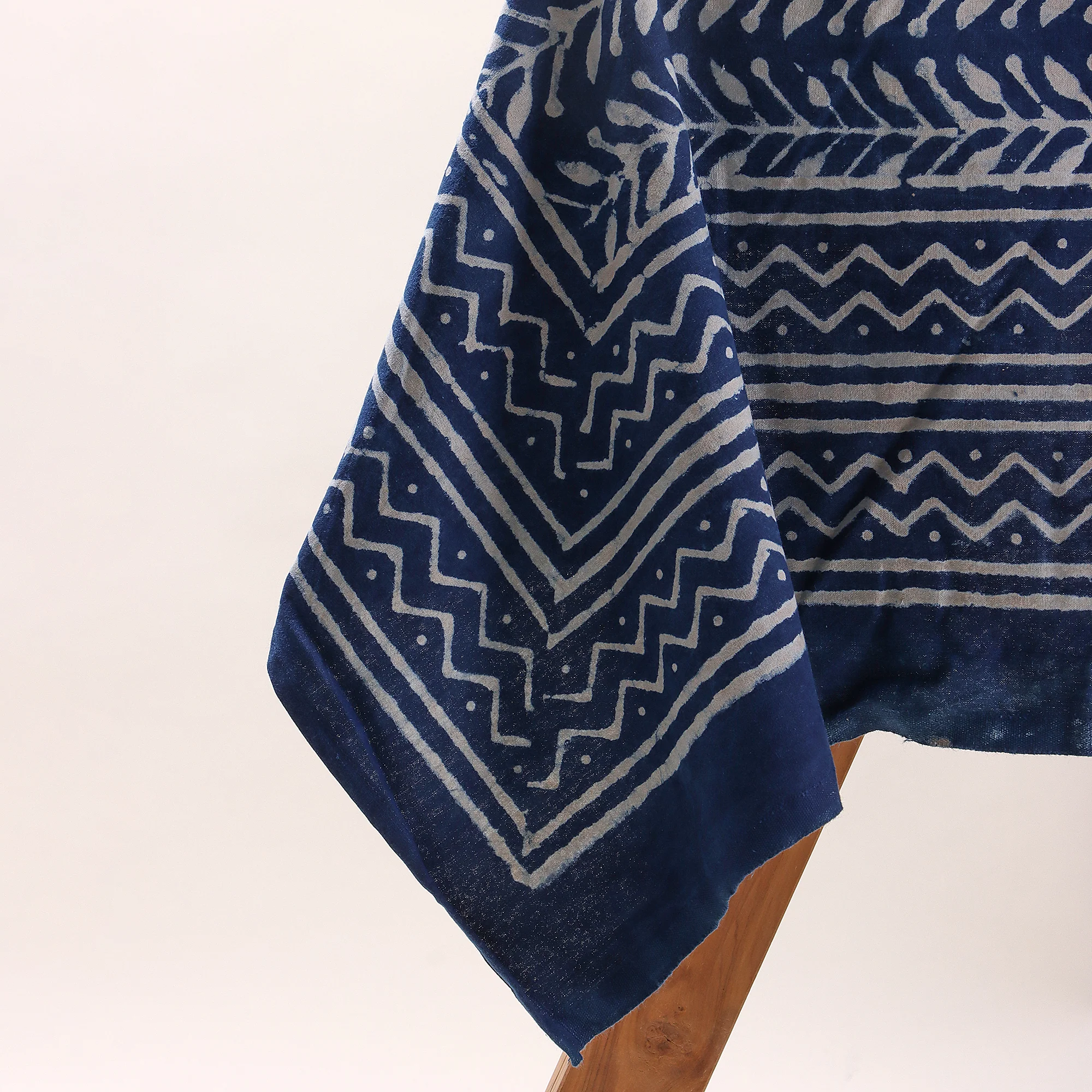 Blue Cotton Hand Block Printed Dining Table Cloth - Image 3