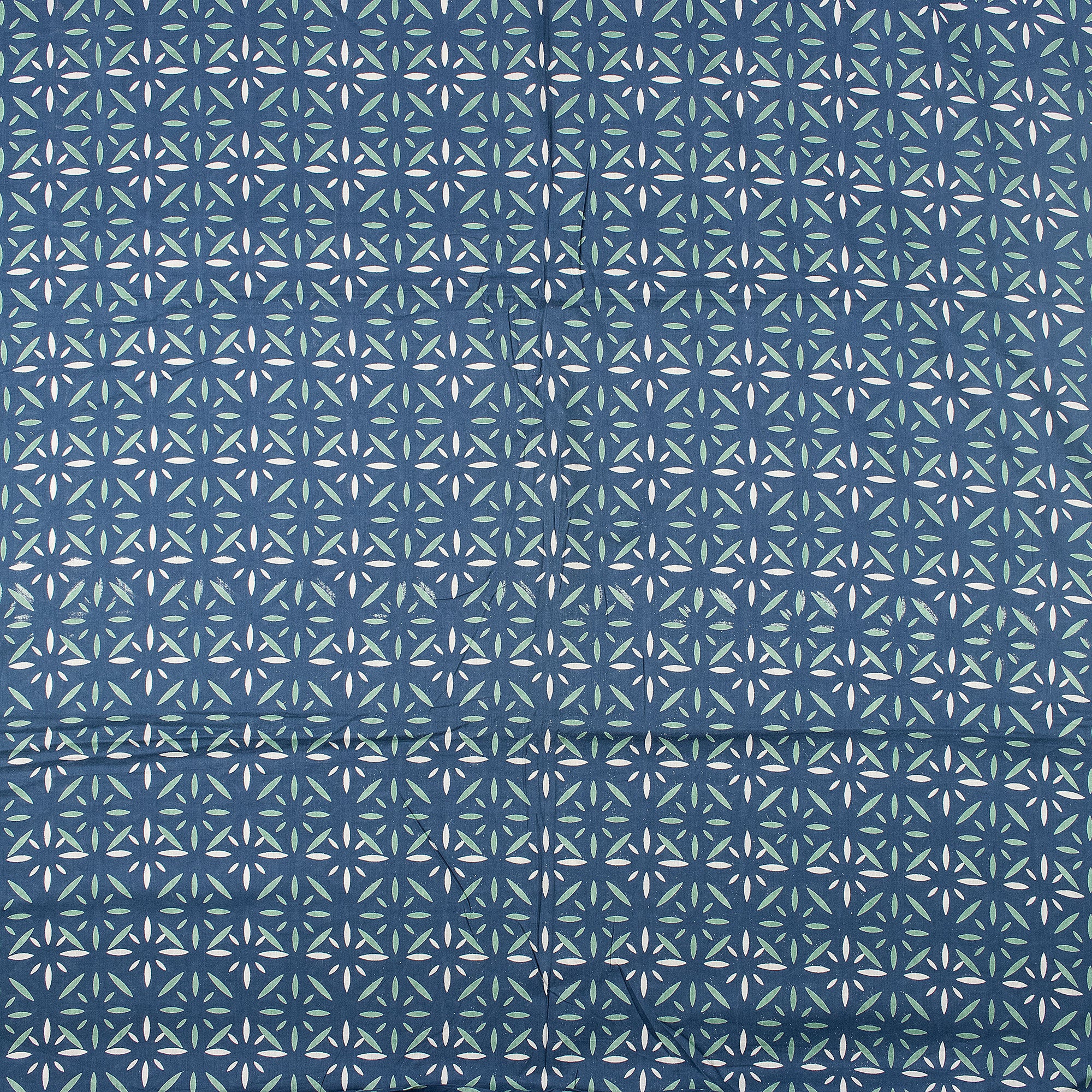 Blue Discharge Hand Block Printed Cotton Fabric by Yard - Image 5