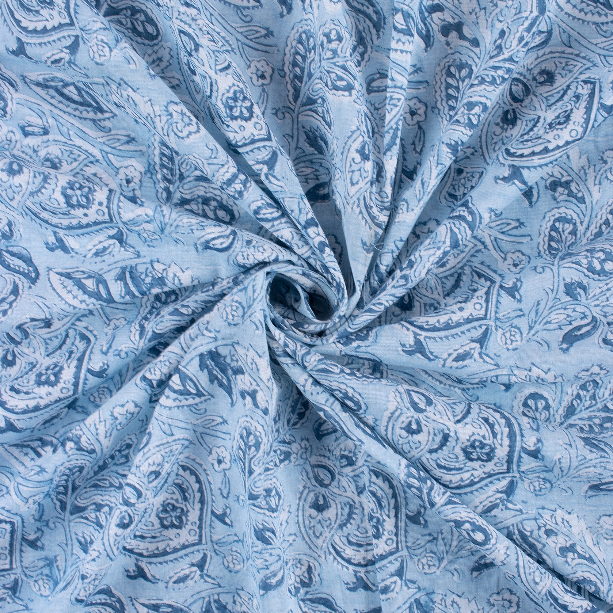 Floral Block Printed Cotton Fabric - Image 5